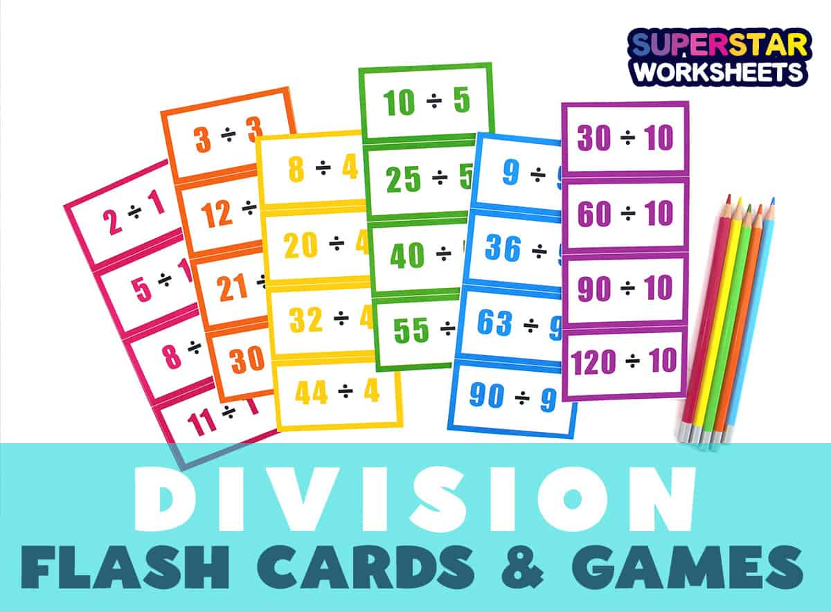 Division Flashcards - Superstar Worksheets with Division Flash Cards Printable