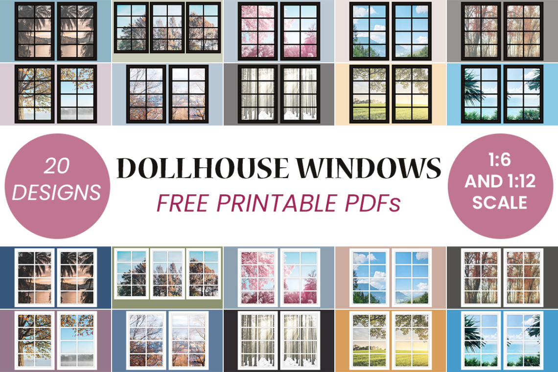 Dollhouse Windows Printable - 20 Free Designs - Suni Doll for Free 1-12 Scale Printables
