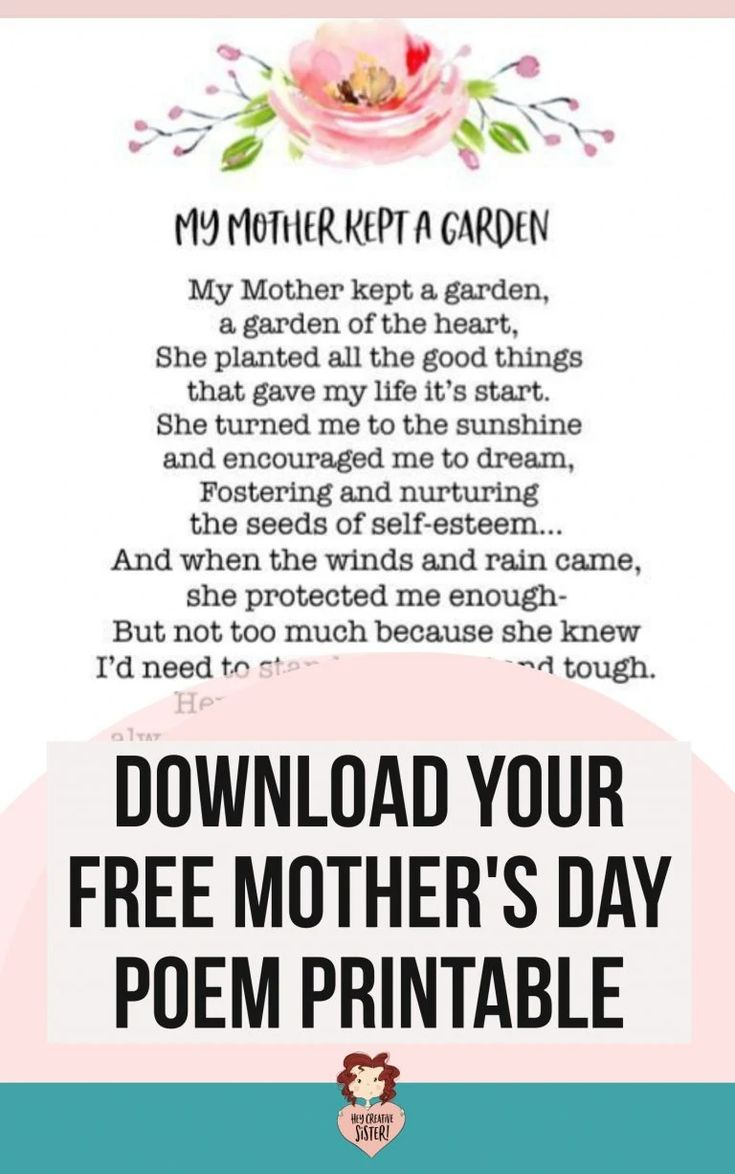 Download This Beautiful Free Printable Mother&#039;S Day Poem! for Free Mothers Day Poems Printable