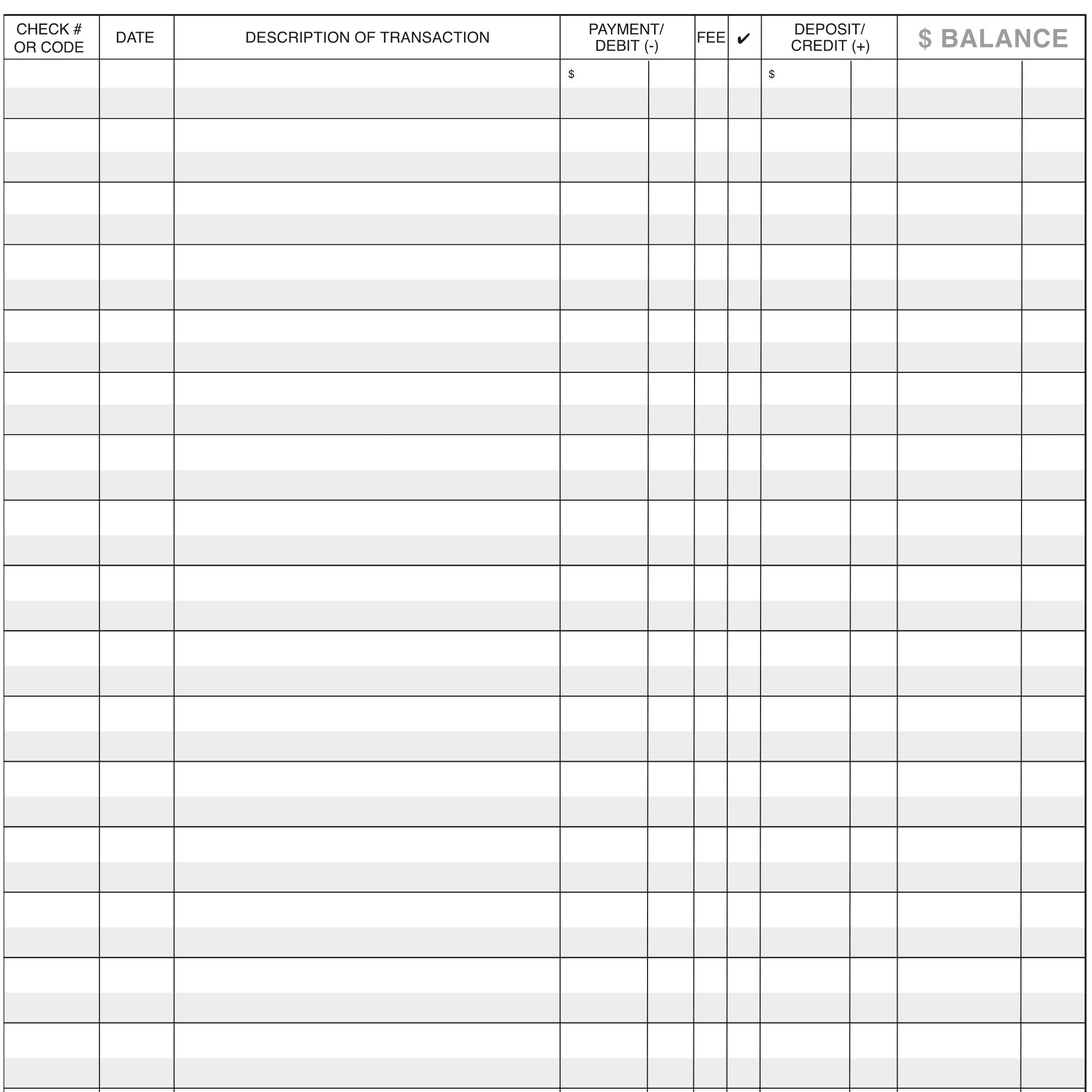 Druckbares Scheckbuchregister, Pdf-Datei, Druck Auf 8 1/2 X 11 pertaining to Printable Check Register For Checkbook