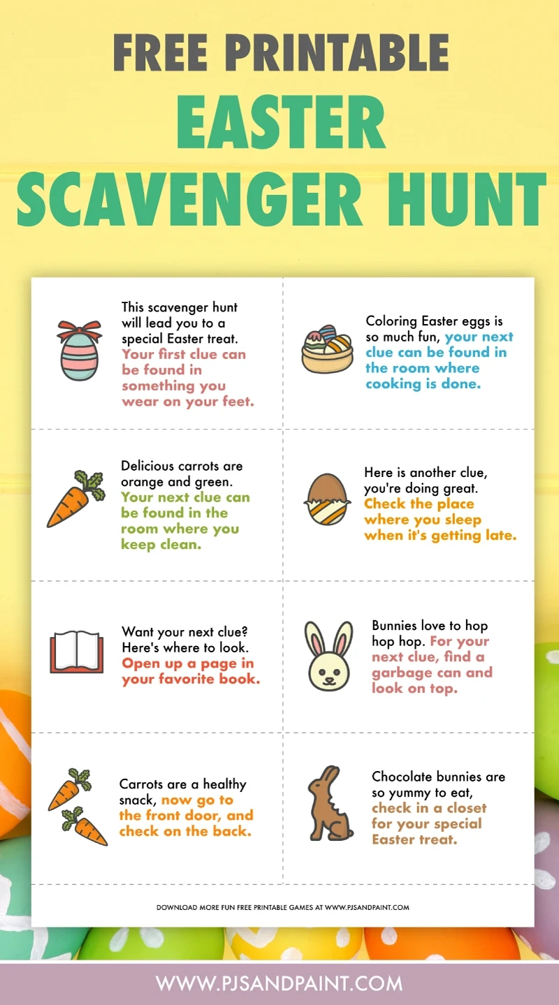 Easter Scavenger Hunt For Kids - Free Printable Game - Pjs And Paint within Free Easter Scavenger Hunt Printables