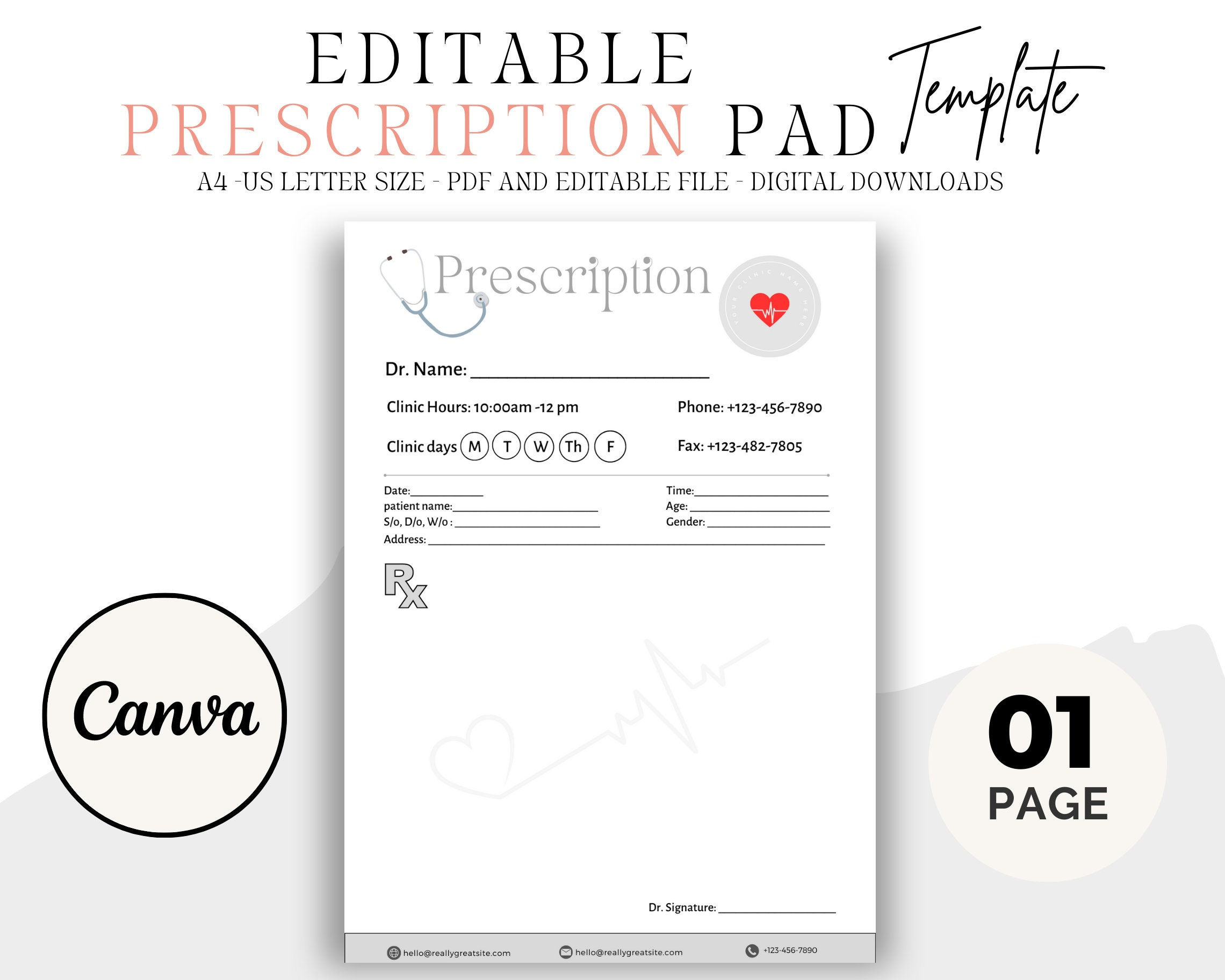Editable Prescription Pad Template, Medical Prescription throughout Editable Printable Prescription Pad Template