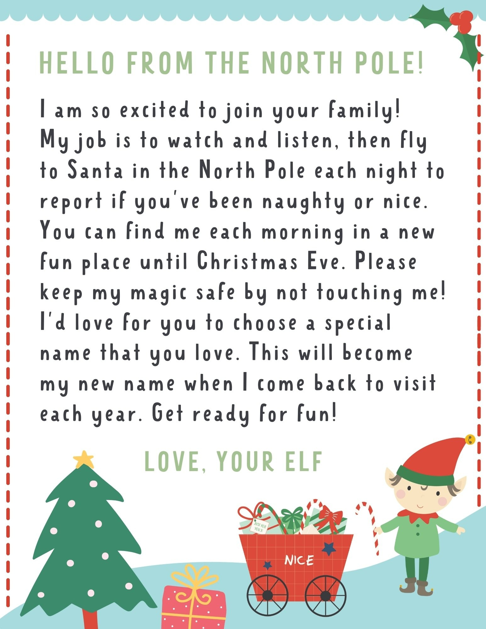 Elf On The Shelf Letter {4 Free Printables!} - Make Life Lovely with regard to Welcome Back Elf Letter Free Printable