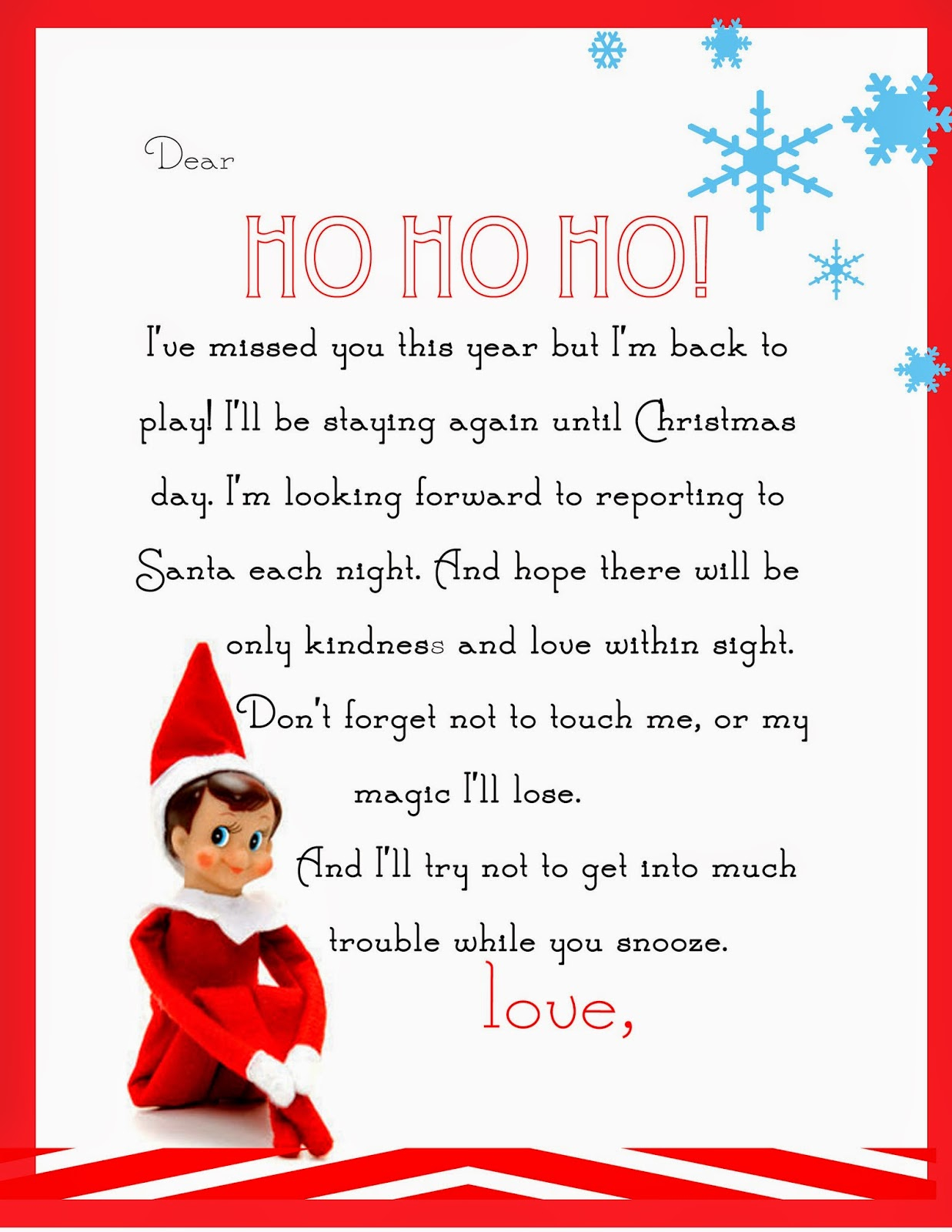 Elf On The Shelf Letter {Free Printable} regarding Elf Arrival Letter Free Printable