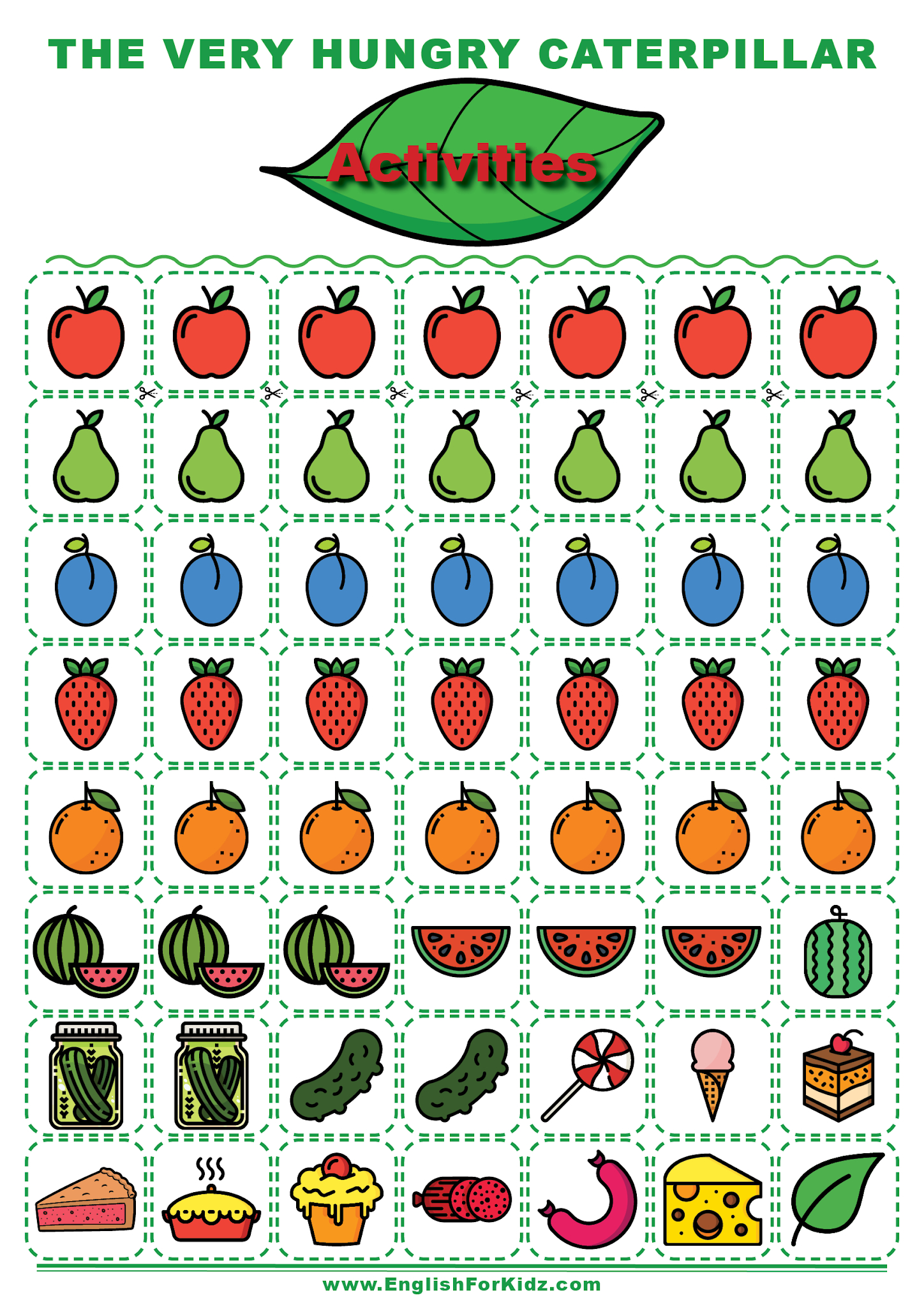 English For Kids Stepstep: The Very Hungry Caterpillar Activities in The Very Hungry Caterpillar Food Printables