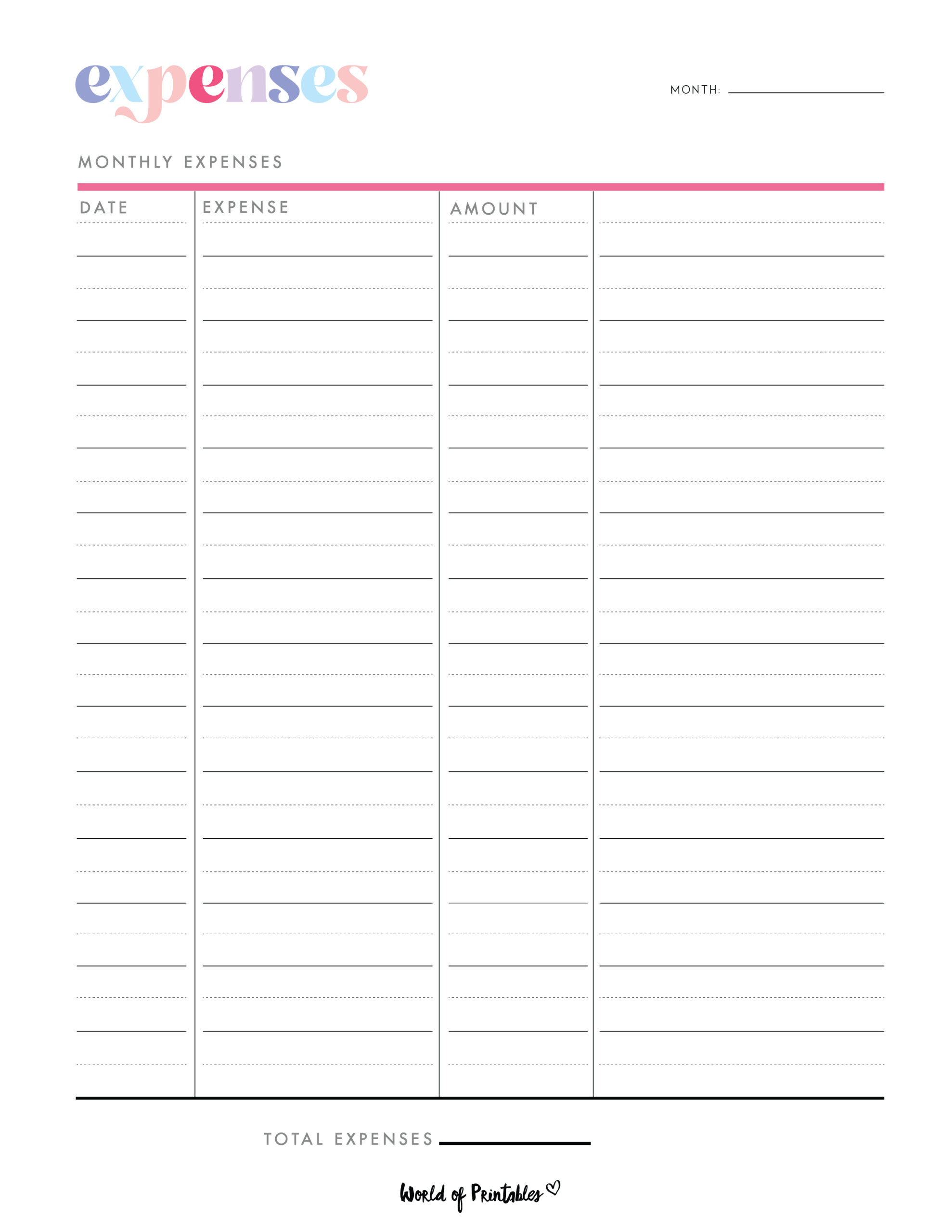 Expense Tracker Templates - World Of Printables pertaining to Free Printable Income and Expense Worksheet