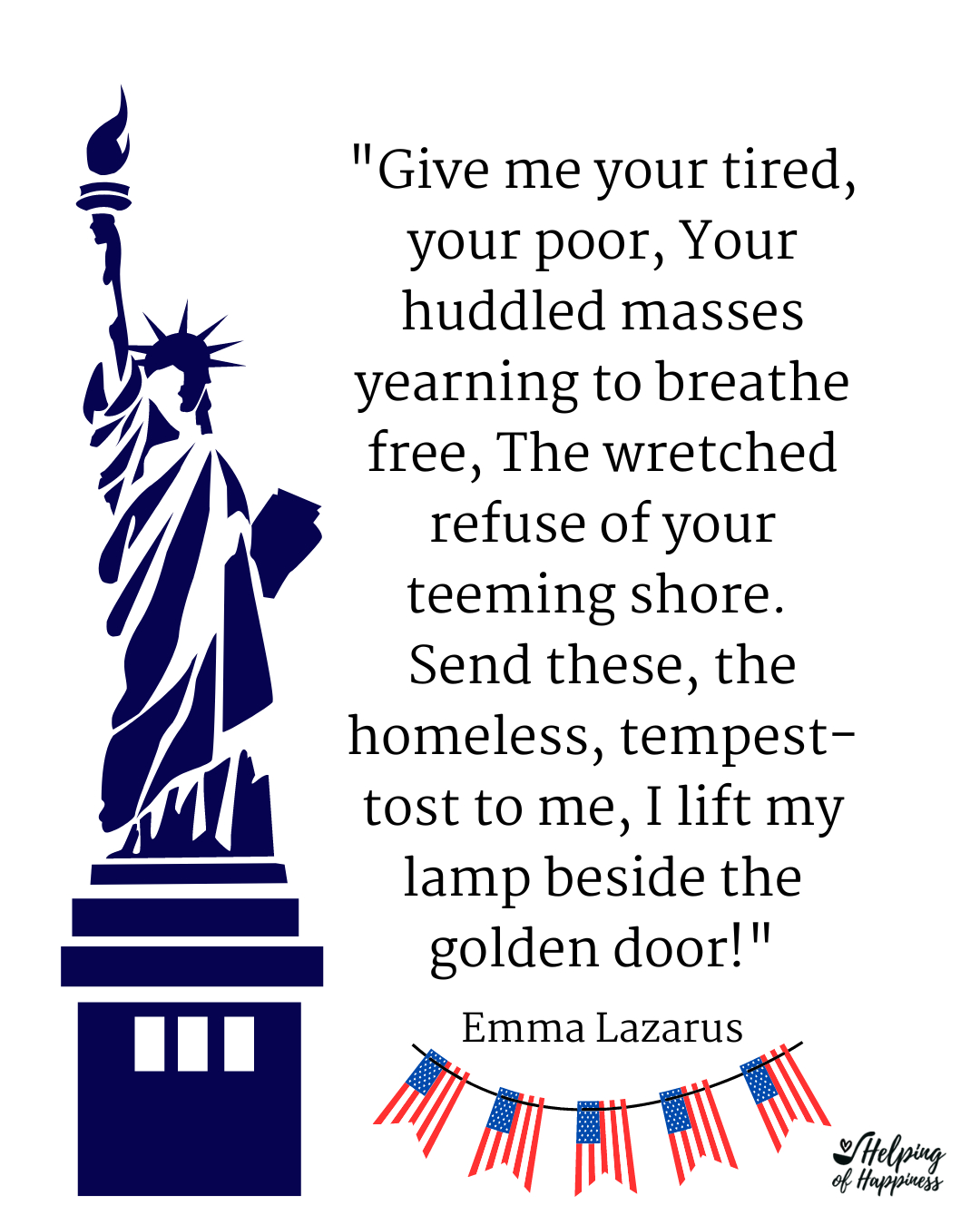 Fabulous 4Th Of July: Printables, Recipes & Patriotic Travel inside Statue of Liberty Poem Printable