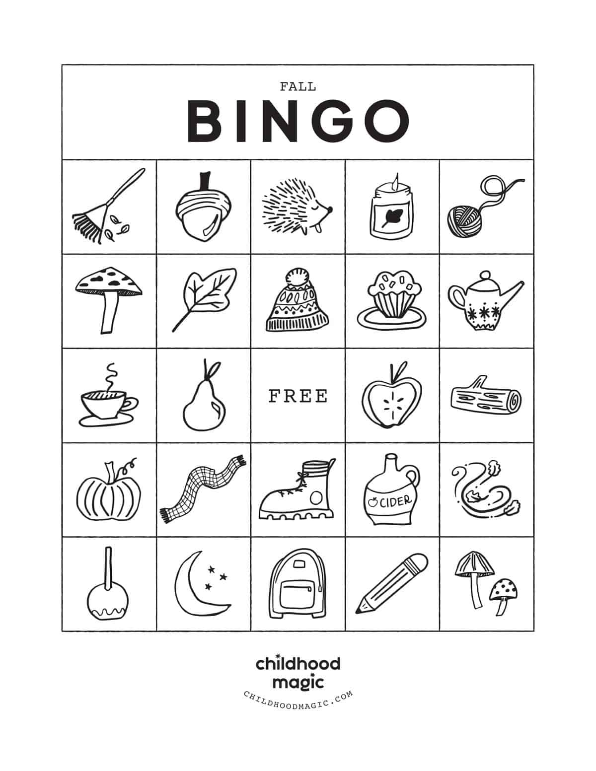 Fall Bingo For Kids - Free Printable Game - Childhood Magic within Free Printable Fall Bingo Cards