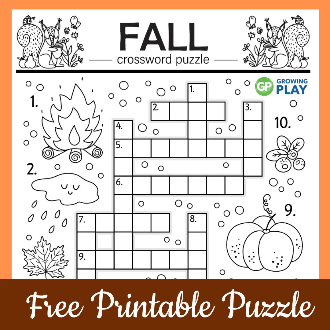 Fall Crossword Puzzle - Free Printable - Growing Play regarding Free Online Printable Crossword Puzzles