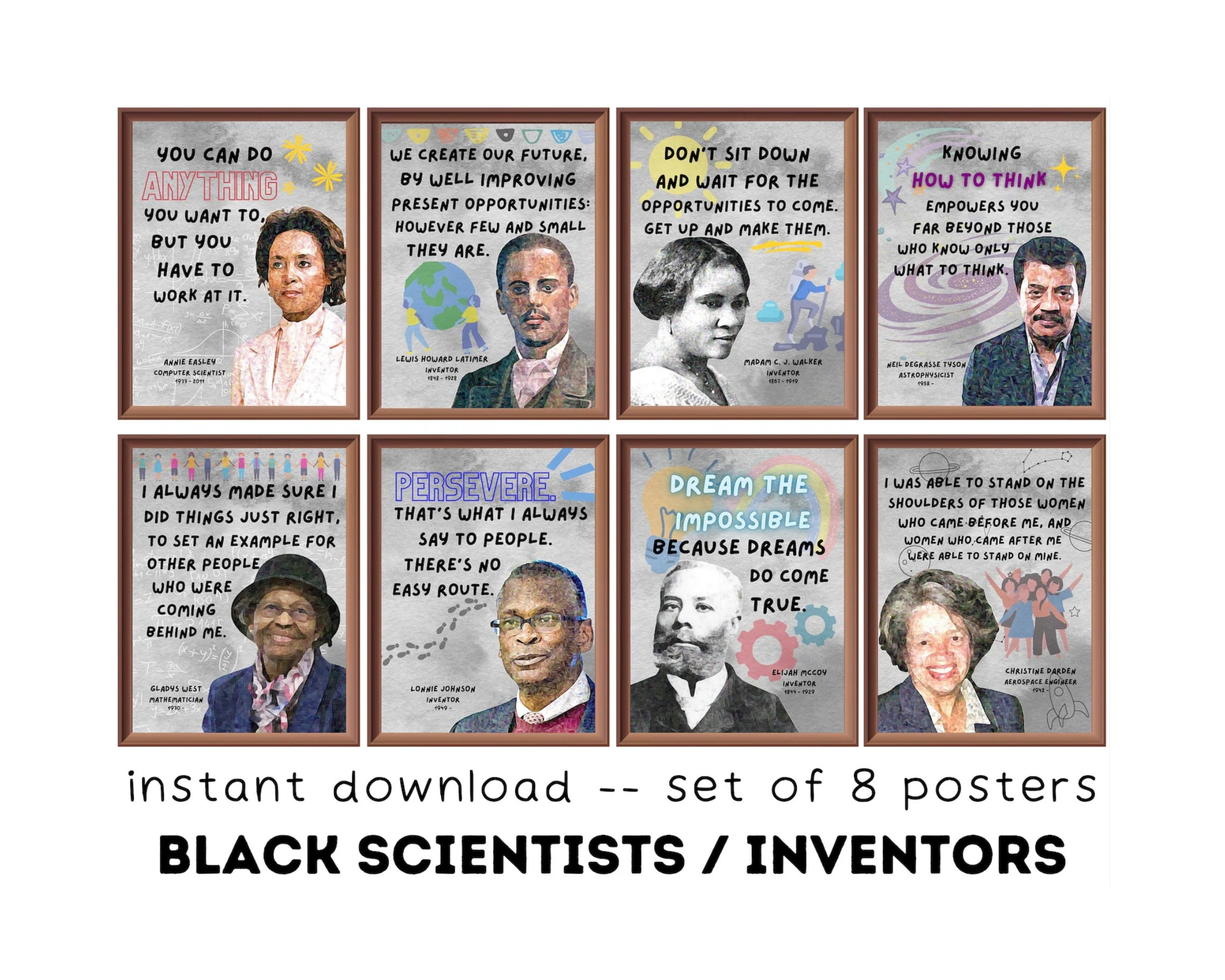 Famous Black Scientists/Inventors (Set Of 8) Printable, Science regarding Printable List Of Black Inventors