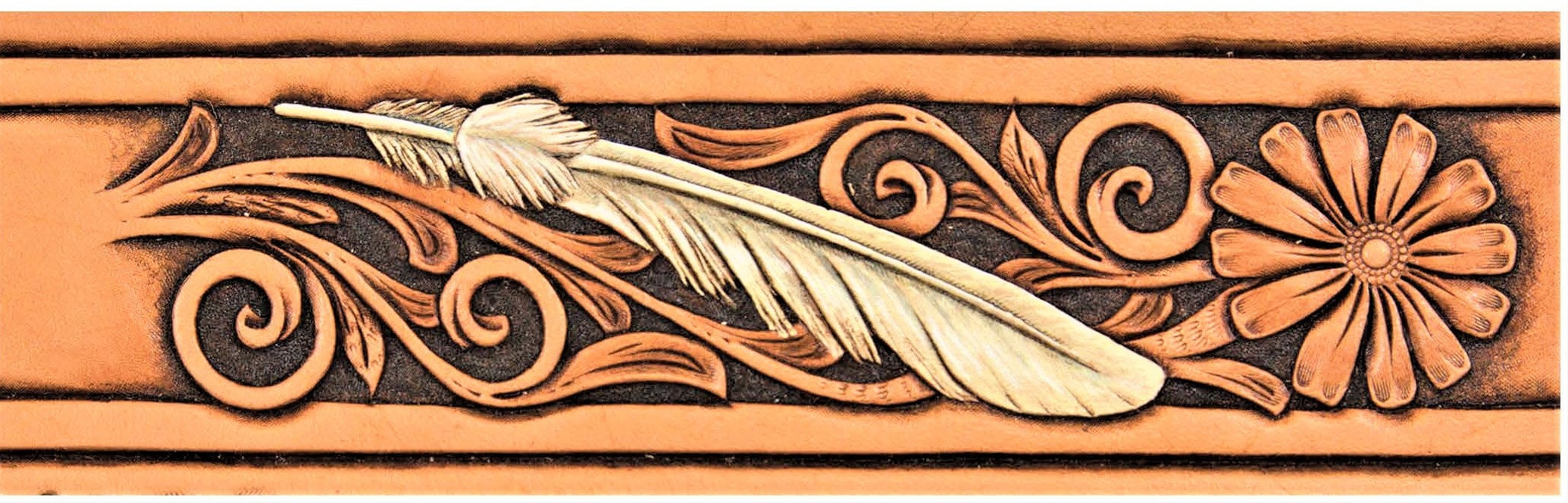 Feather &amp;amp; Floral Pattern For 1 3/4&amp;quot; Belt [Digital Download] - Etsy with regard to Downloadable Free Printable Leather Belt Tooling Patterns