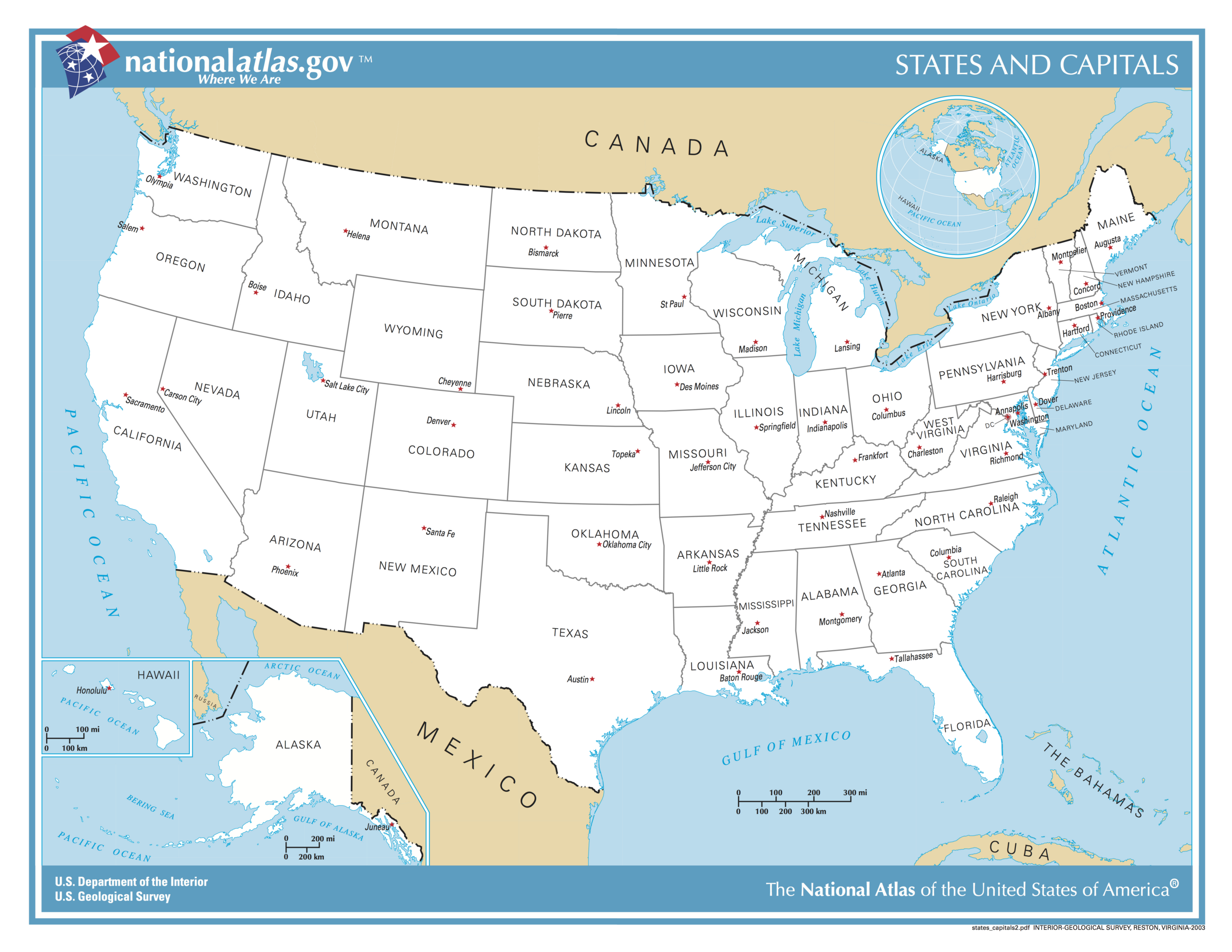 File:us Map - States And Capitals - Wikimedia Commons throughout Printable Map of United States with Capitals