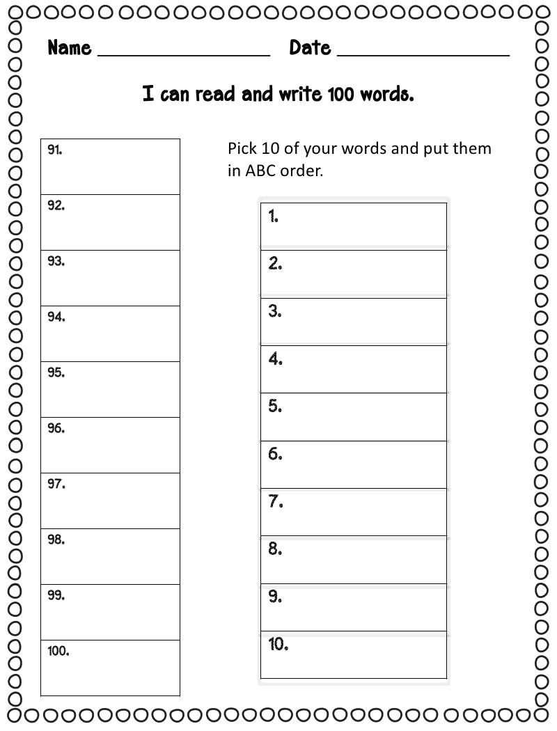First Grade Funtastic: 100Th Day Of School: I Can Write 100 Words intended for I Can Write 100 Words Free Printable