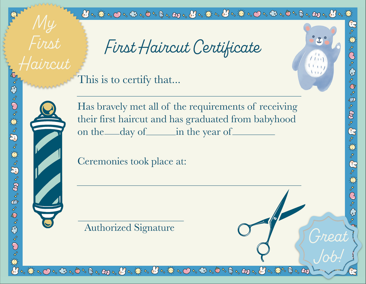 First Haircut Envelope First Haircut Certificate / Baby Haircut regarding Free Printable First Haircut Certificate