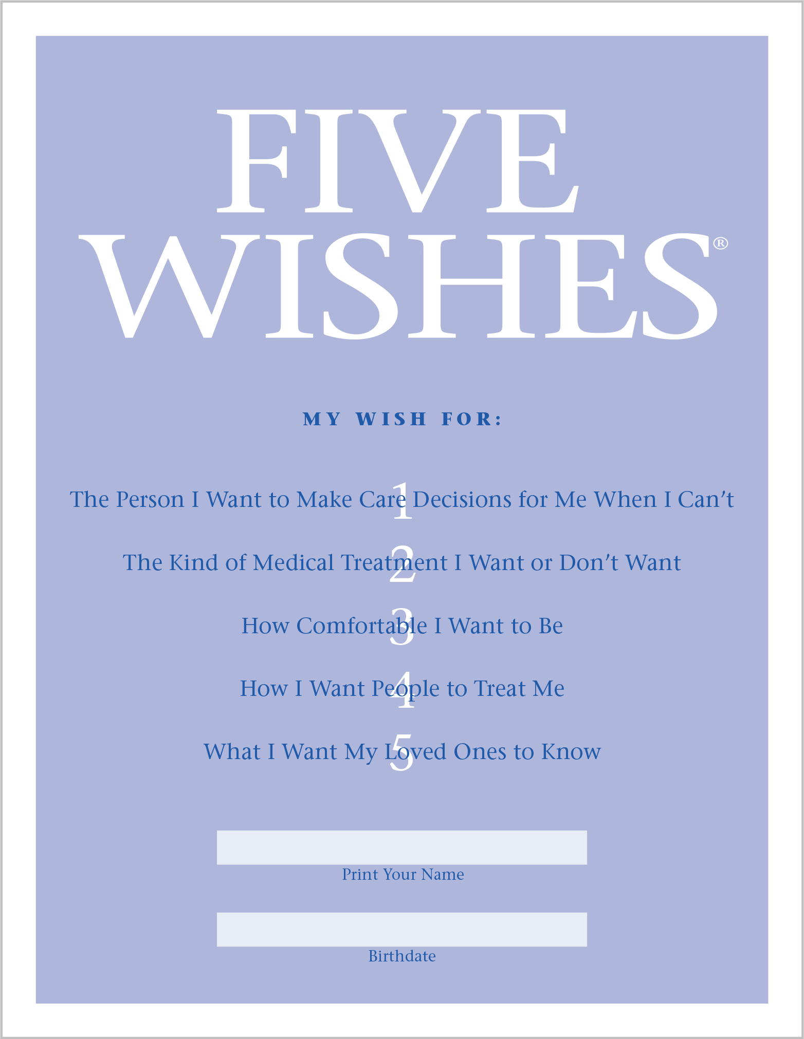 For Myself ยท Five Wishes with Free Printable Five Wishes Form