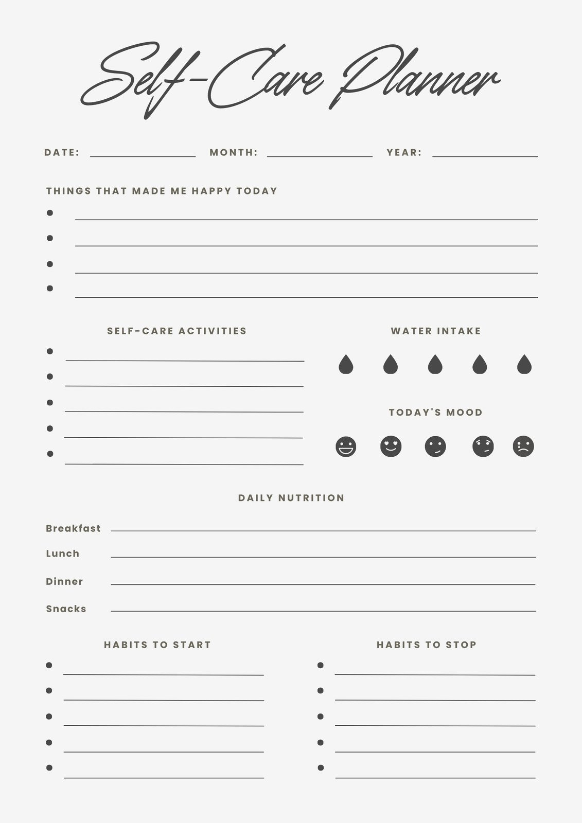 Free And Customizable Self Care Templates within Free Printable Self Care Worksheets