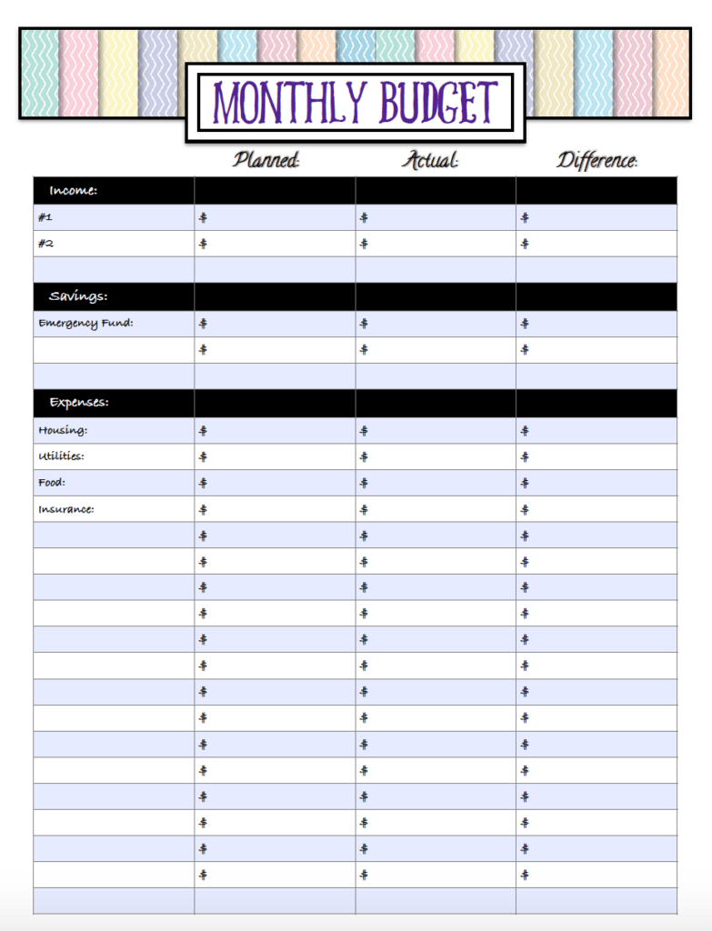 Free Budgeting Printables: Expenses, Goals, &amp;amp; Monthly Budget in Free Printable Income and Expense Tracker