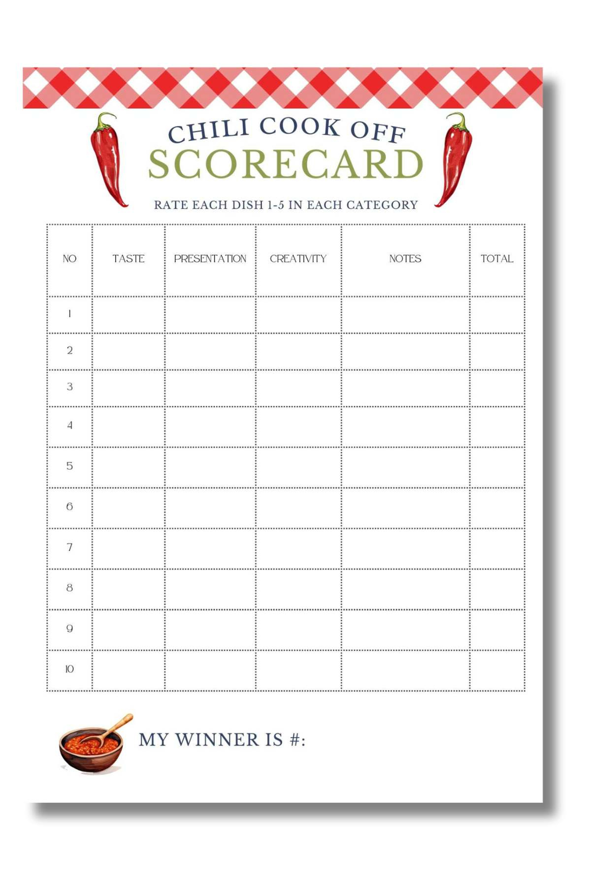 Free Chili Cookoff Printables For Hosts {7 Page Bundle} throughout Pdf Free Printable Chili Cook Off Scorecards