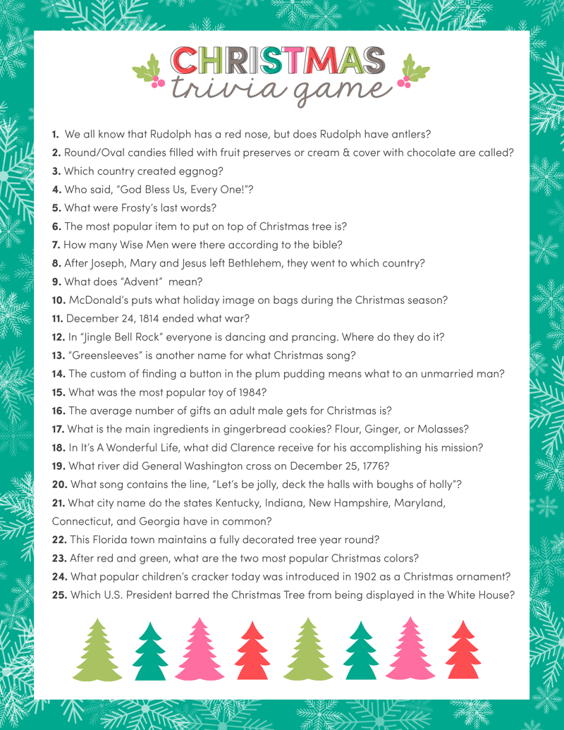 Free Christmas Trivia Printables {Games For The Family!} | Lil' Luna inside Free Printable Christmas Trivia With Answers