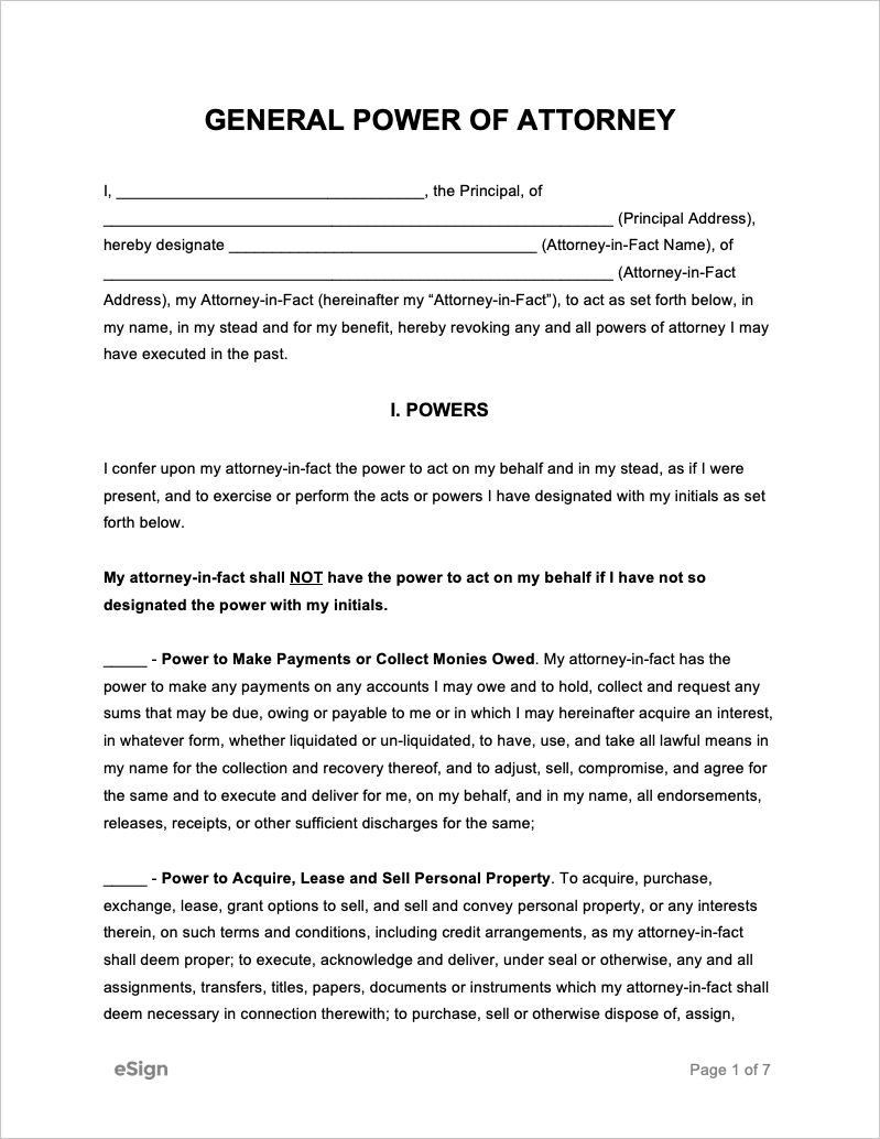 Free General Power Of Attorney Forms | Pdf | Word with Printable Power of Attorney Forms Free