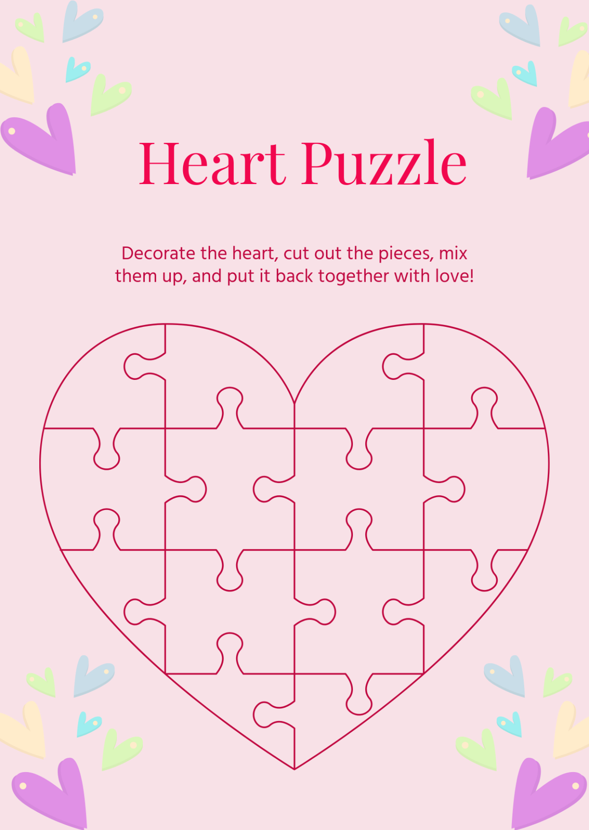 Free Heart Puzzle Template To Edit Online for Free Printable Heart Puzzle Template