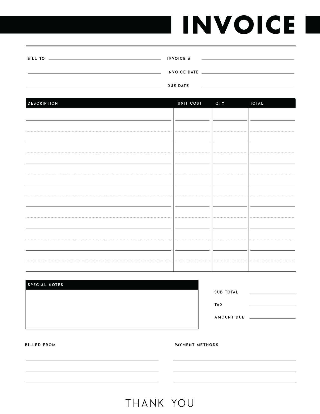 Free Invoice Templates Pdf - World Of Printables throughout Free Printable Invoice Template