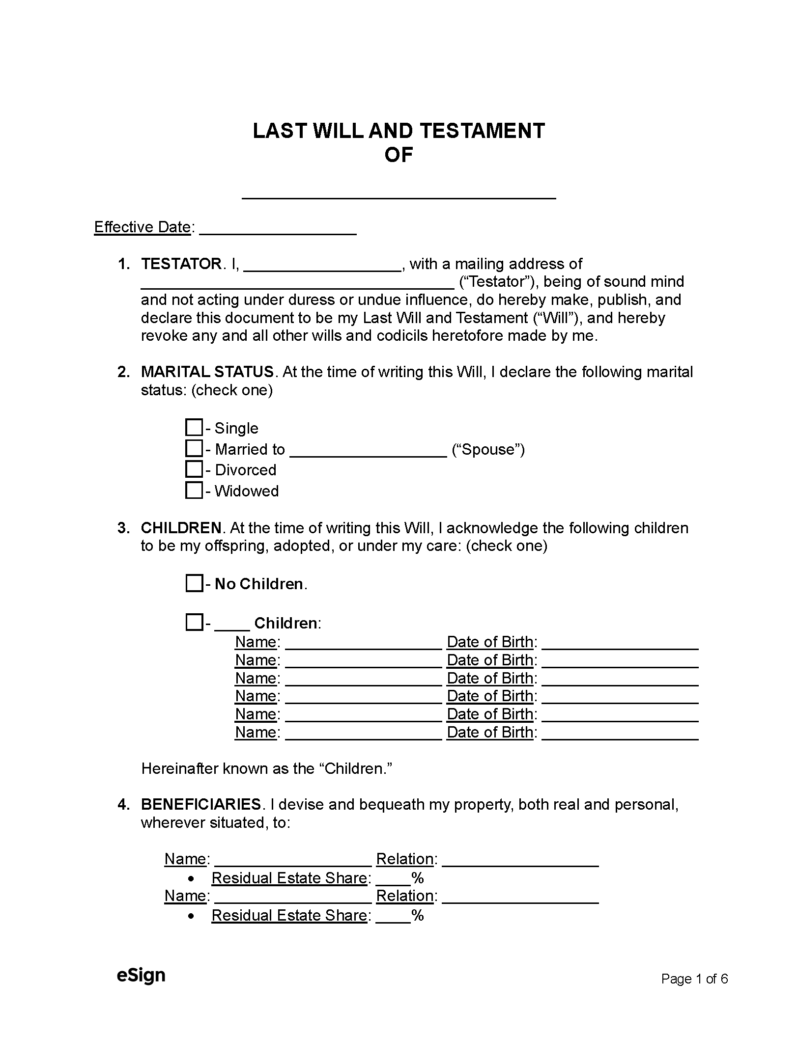 Free Last Will And Testament Template Templates (2) | Pdf | Word regarding Printable Last Will and Testament Form