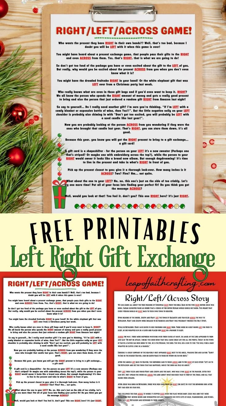 Free Left Right Across Christmas Game Printable (2 Options!) for Free Left Right Christmas Game Printable