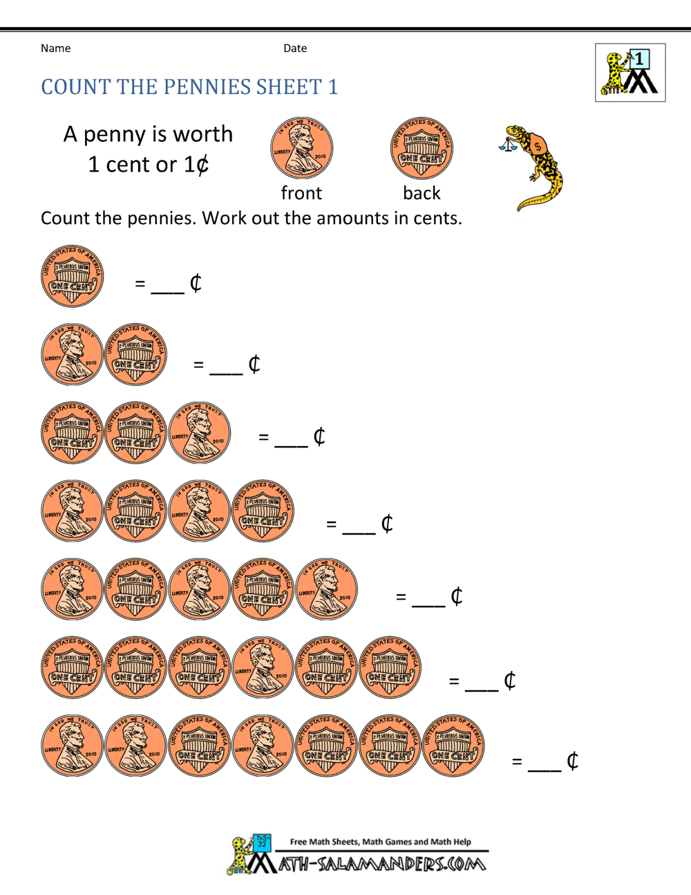 Free Math Money Worksheets 1St Grade intended for Free Printable Counting Money Worksheets