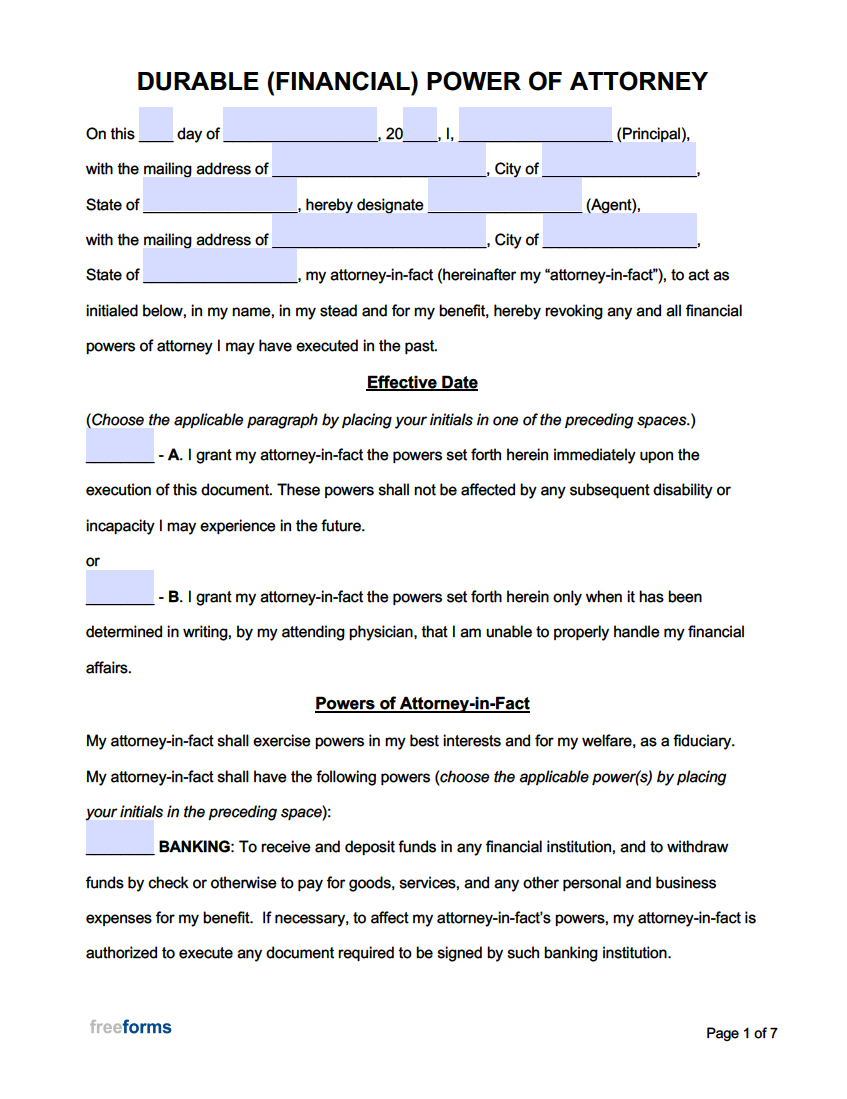 Free Power Of Attorney Forms | Pdf | Word in Printable Power Of Attorney Forms Free