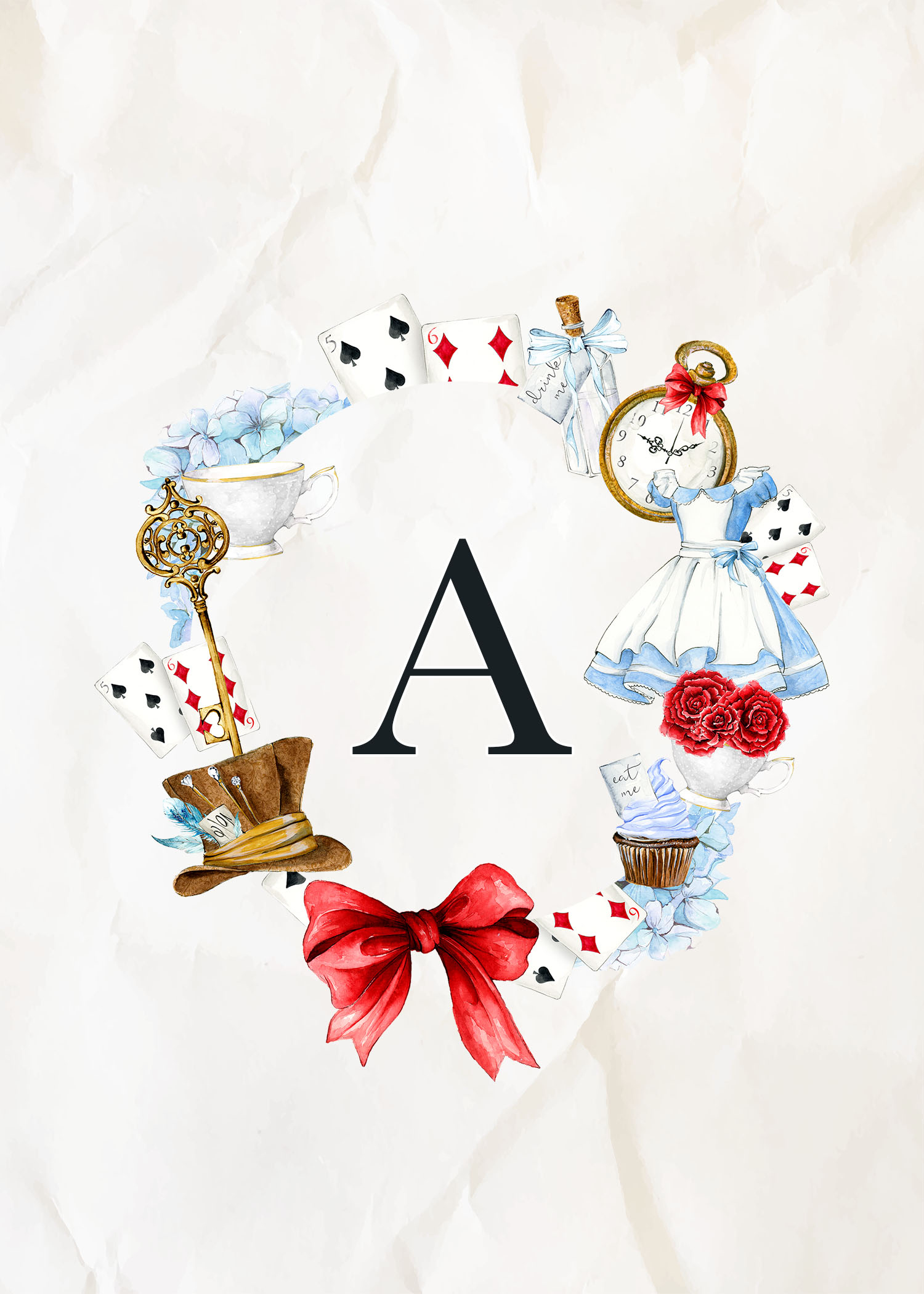 Free Printable Alice In Wonderland Monograms | The Cottage Market in Printable Alice In Wonderland Decorations