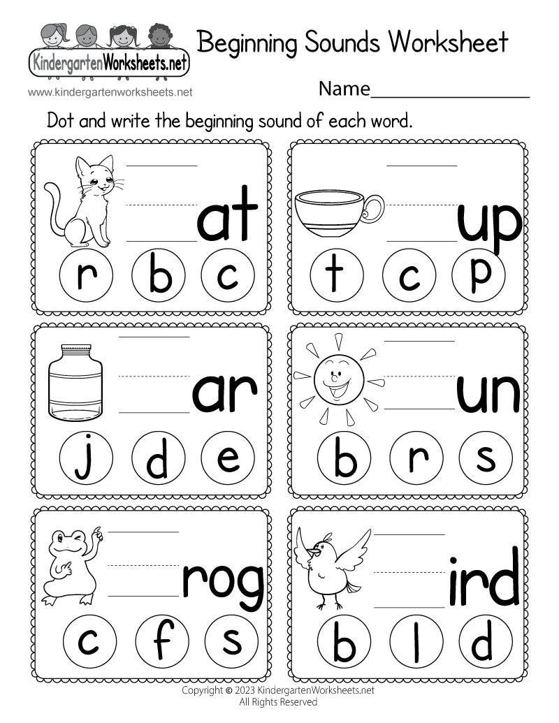 Free Printable Beginning Sounds Worksheet with Free Printable Phonics Worksheets For Kindergarten