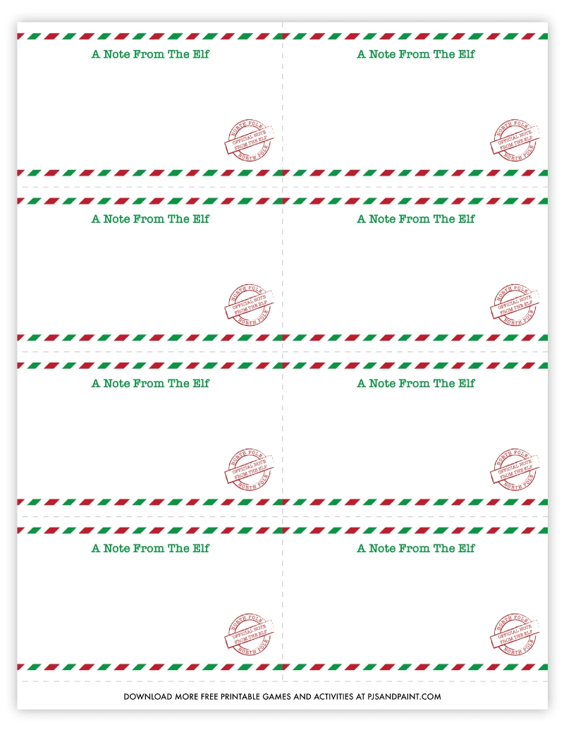 Free Printable Blank Elf On The Shelf Note Cards - Pjs And Paint within Free Printable Blank Elf On The Shelf Notes