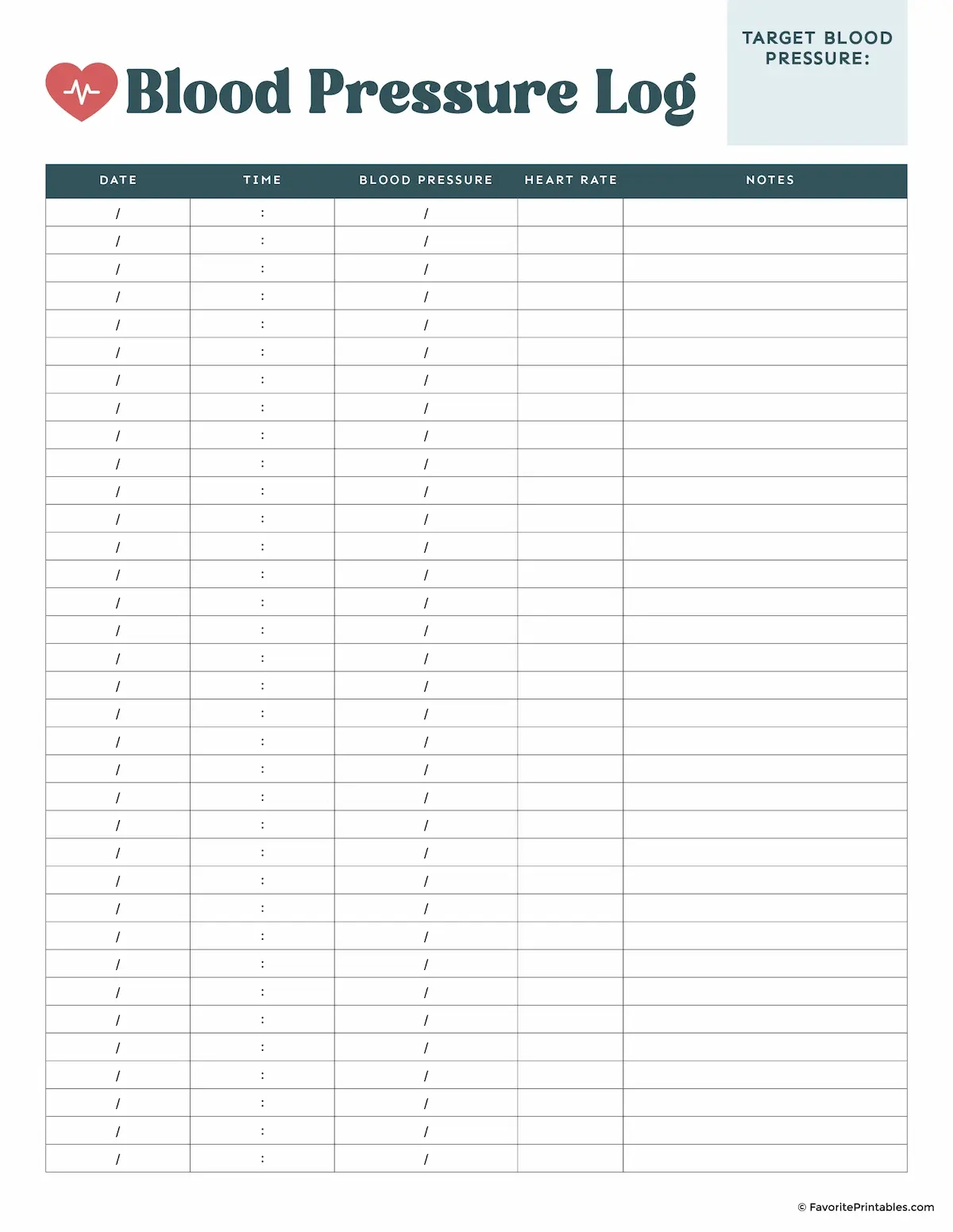 Free Printable Blood Pressure Log - Favorite Printables with Blood Pressure Monitor Chart Printable
