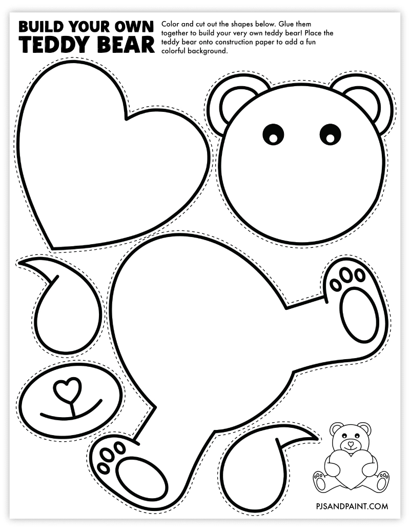 Free Printable Build Your Own Teddy Bear Craft - Pjs And Paint intended for Cut Out Teddy Bear Template Printable