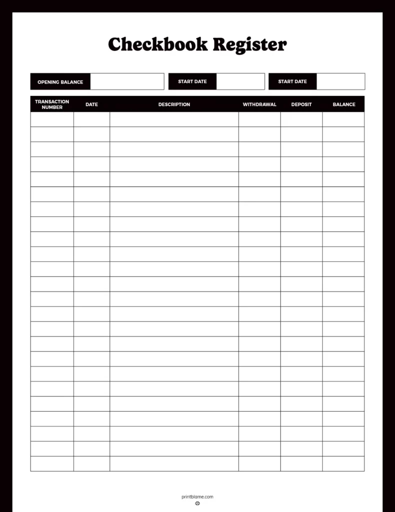 Free Printable Check Registers - 28 Checkbook Ledger Pdfs with Free Printable Large Print Check Register Printable