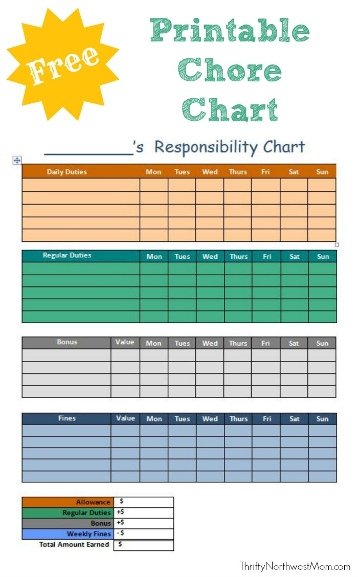 Free Printable Chore Chart For Kids Customize Responsibility Chart inside Free Printable Chore Chart For Kids