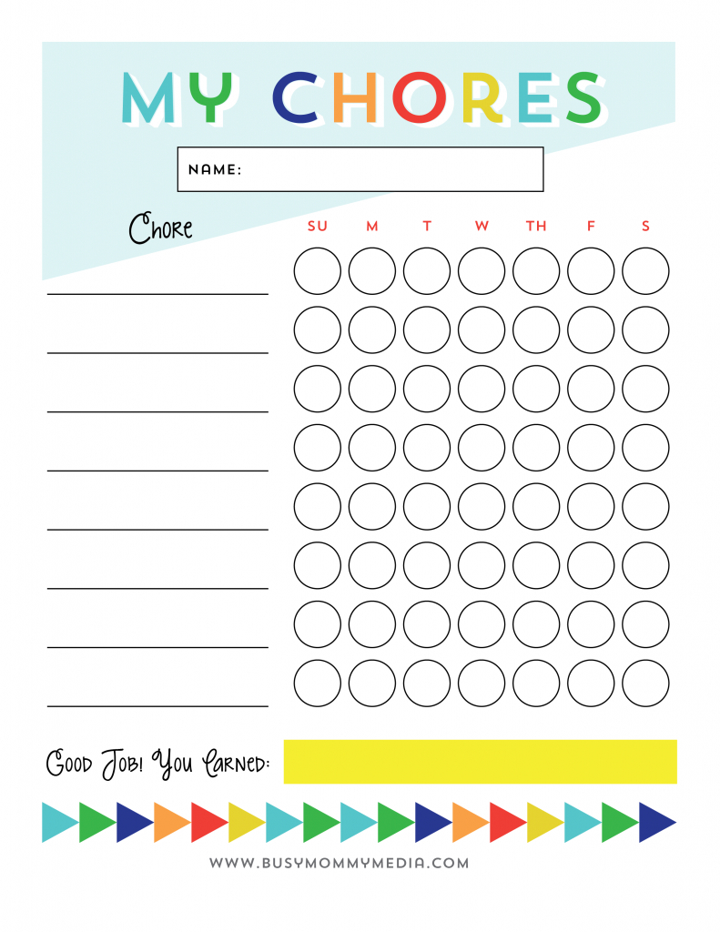 Free Printable - Chore Chart For Kids within Free Printable Chore Chart For Kids