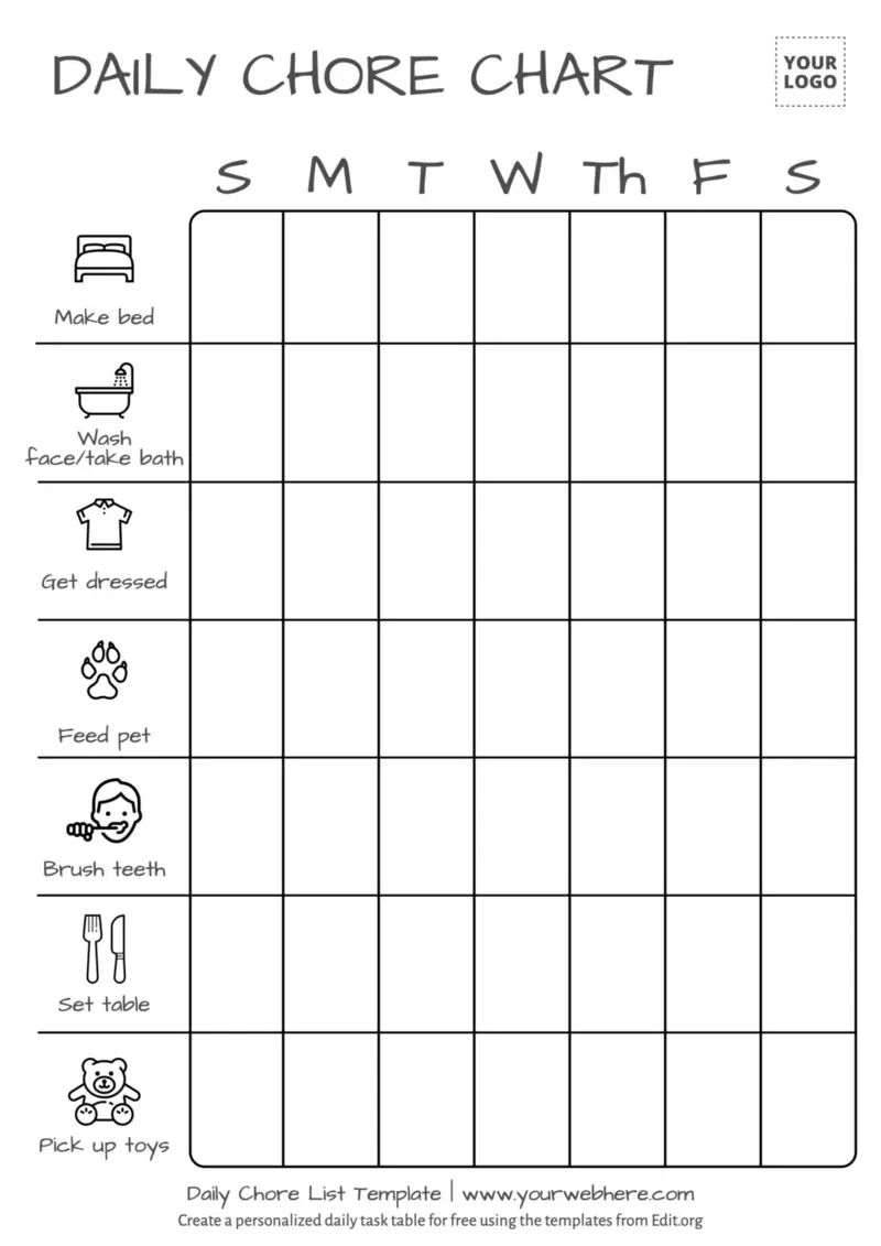 Free Printable Chore List Templates with regard to Free Printable Weekly Chore Chart