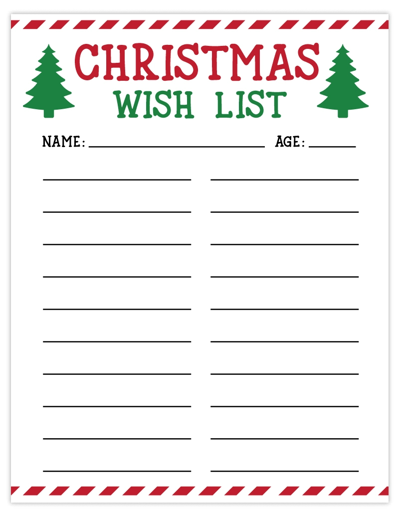 Free Printable Christmas List | Wish List For Kids - Pjs And Paint inside Free Christmas List Template Printable