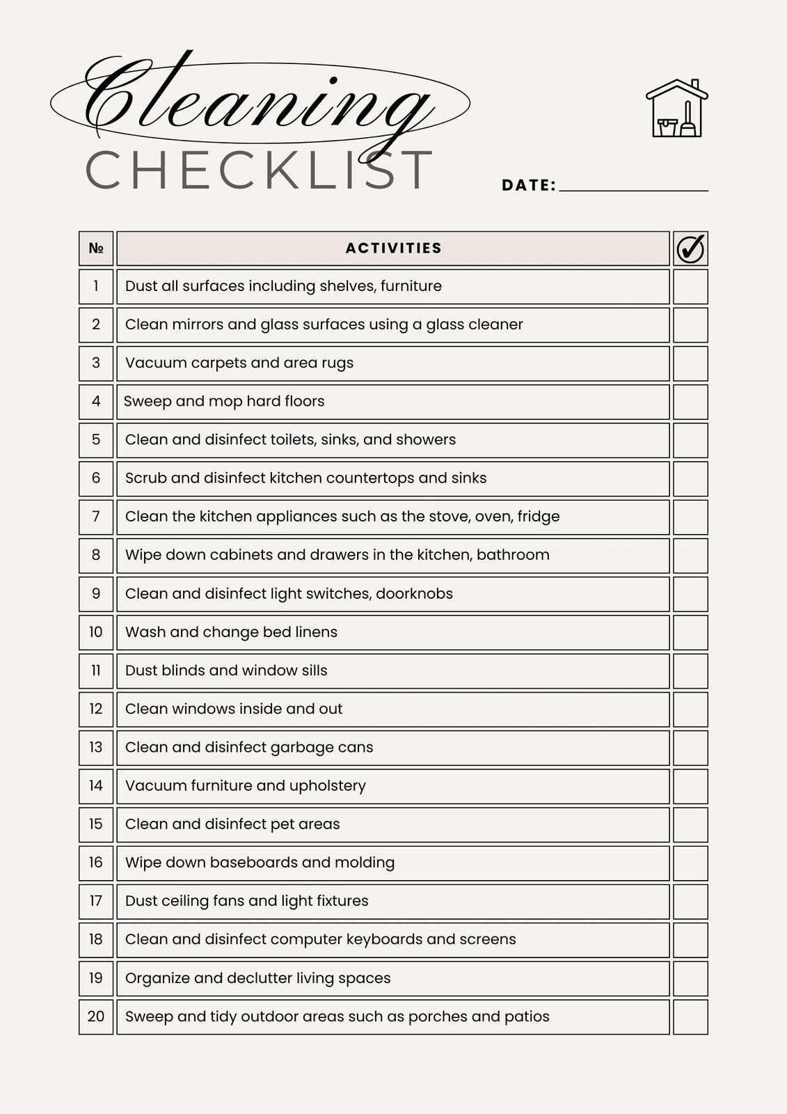 Free Printable Cleaning Checklist Templates | Canva with regard to Printable Office Cleaning Checklist