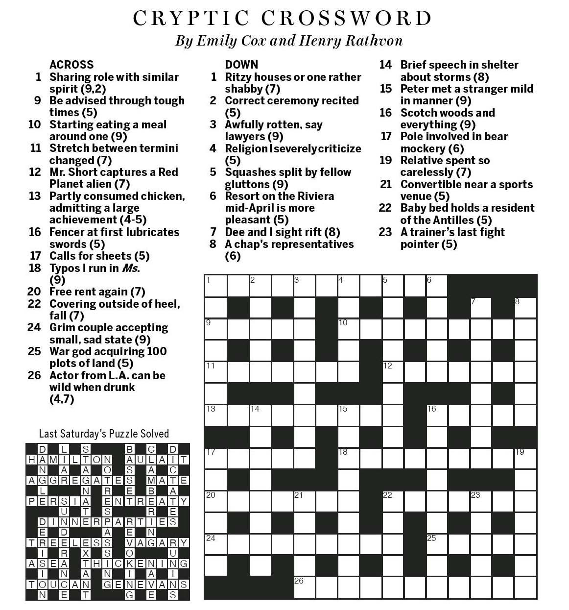 Free Printable Cryptic Crosswords - Printable Party Favors in Free Online Printable Crossword Puzzles