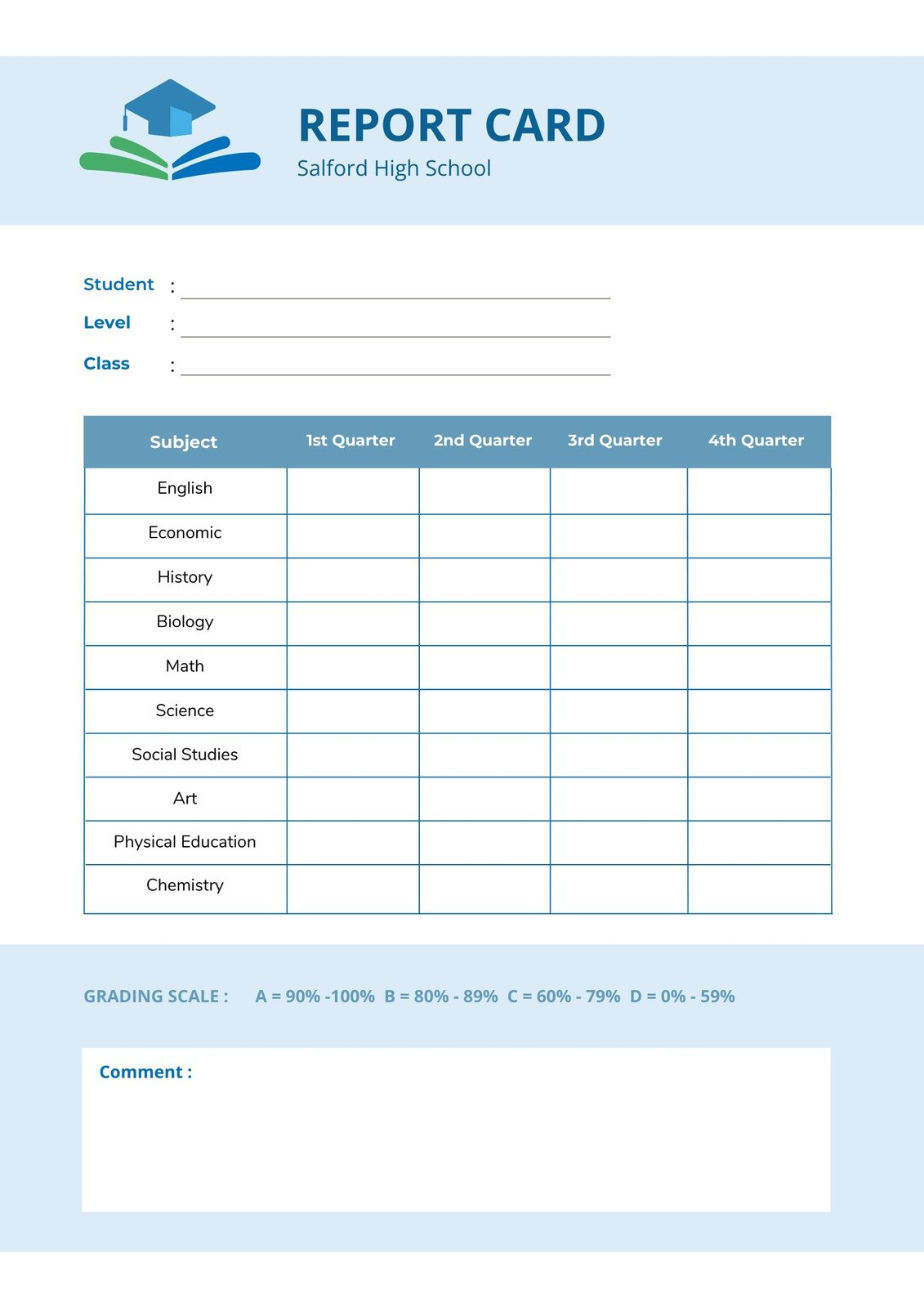 Free, Printable, Customizable Report Card Templates | Canva throughout Printable Blank Report Card Template