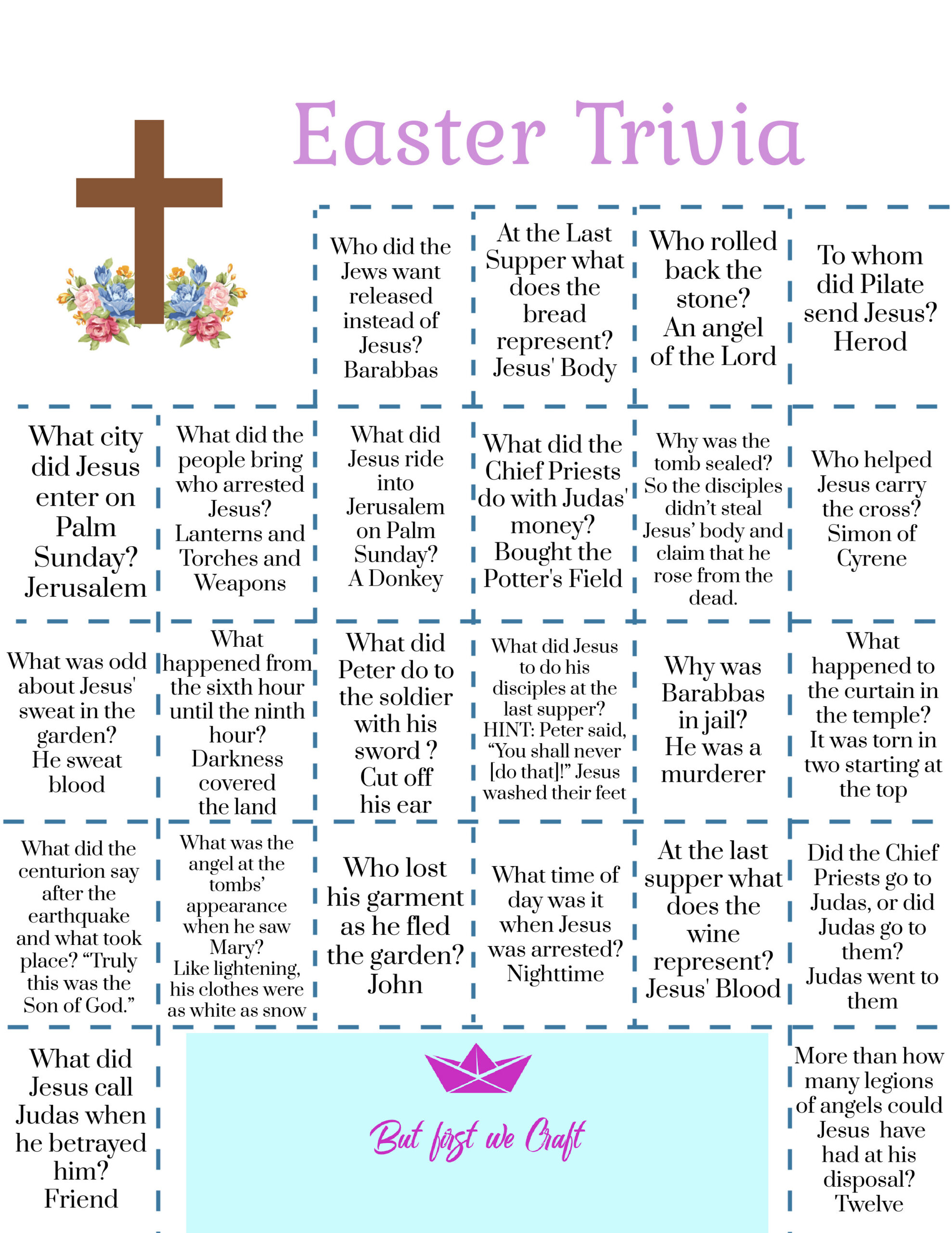 Free Printable Easter Trivia – But First We Craft intended for Easter Trivia Questions and Answers Printable