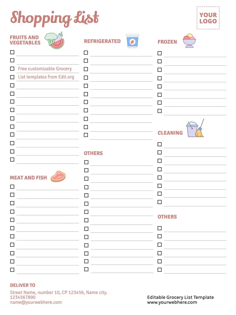 Free Printable Grocery List Templates with Free Printable Grocery Shopping List