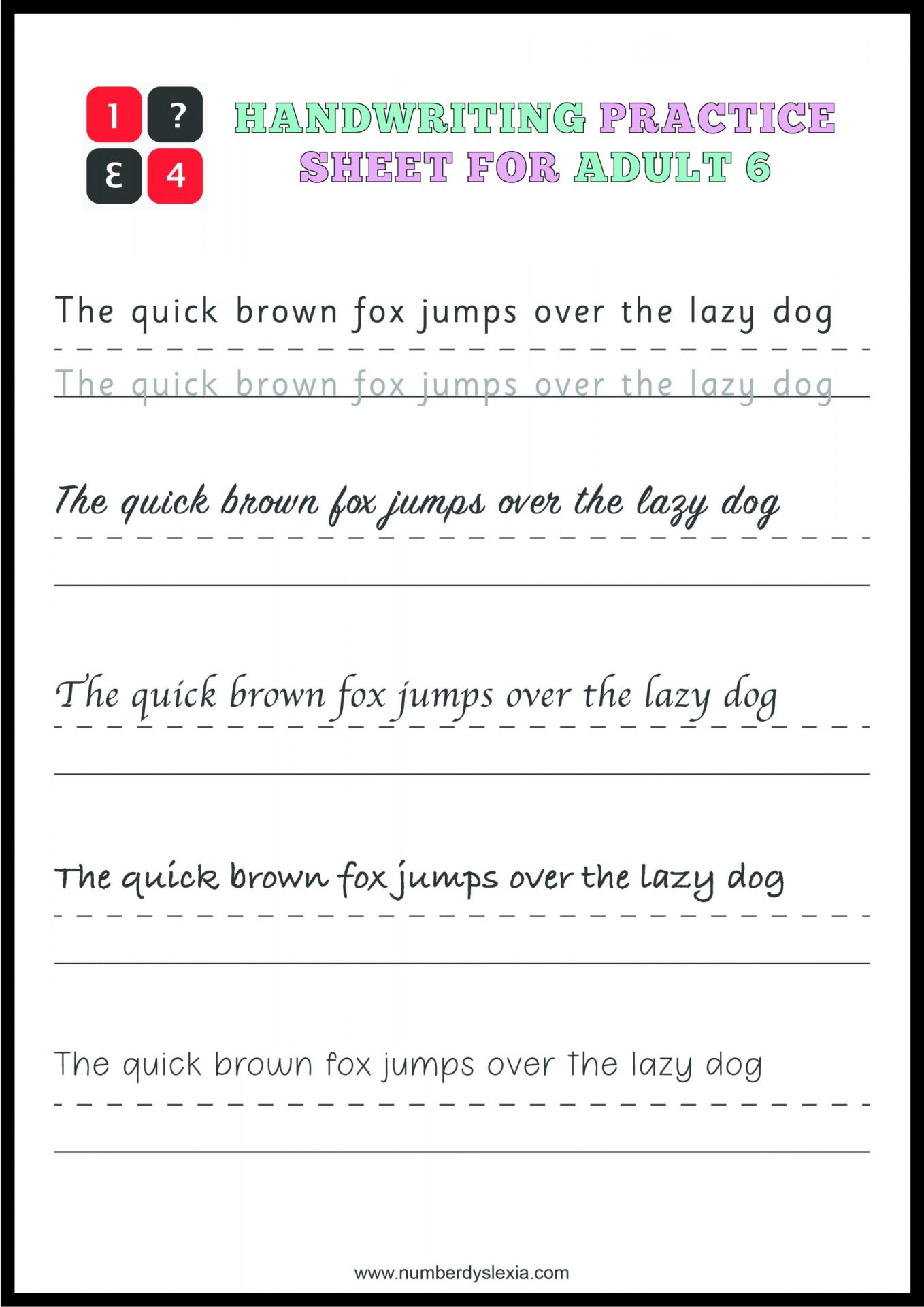 Free Printable Handwriting Practice Worksheets For Adults [Pdf in Printable Handwriting Practice Sheets For Adults