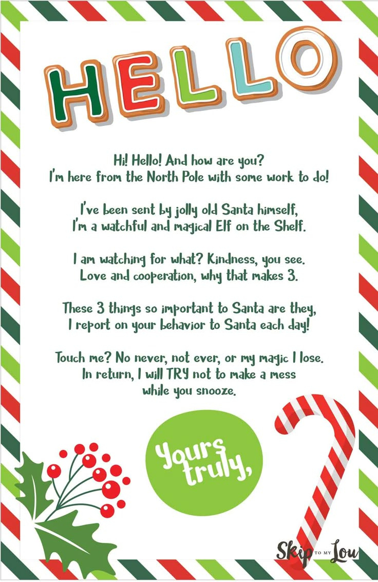 Free Printable Hello And Goodbye Elf Letters | Skip To My Lou intended for Elf Arrival Letter Free Printable