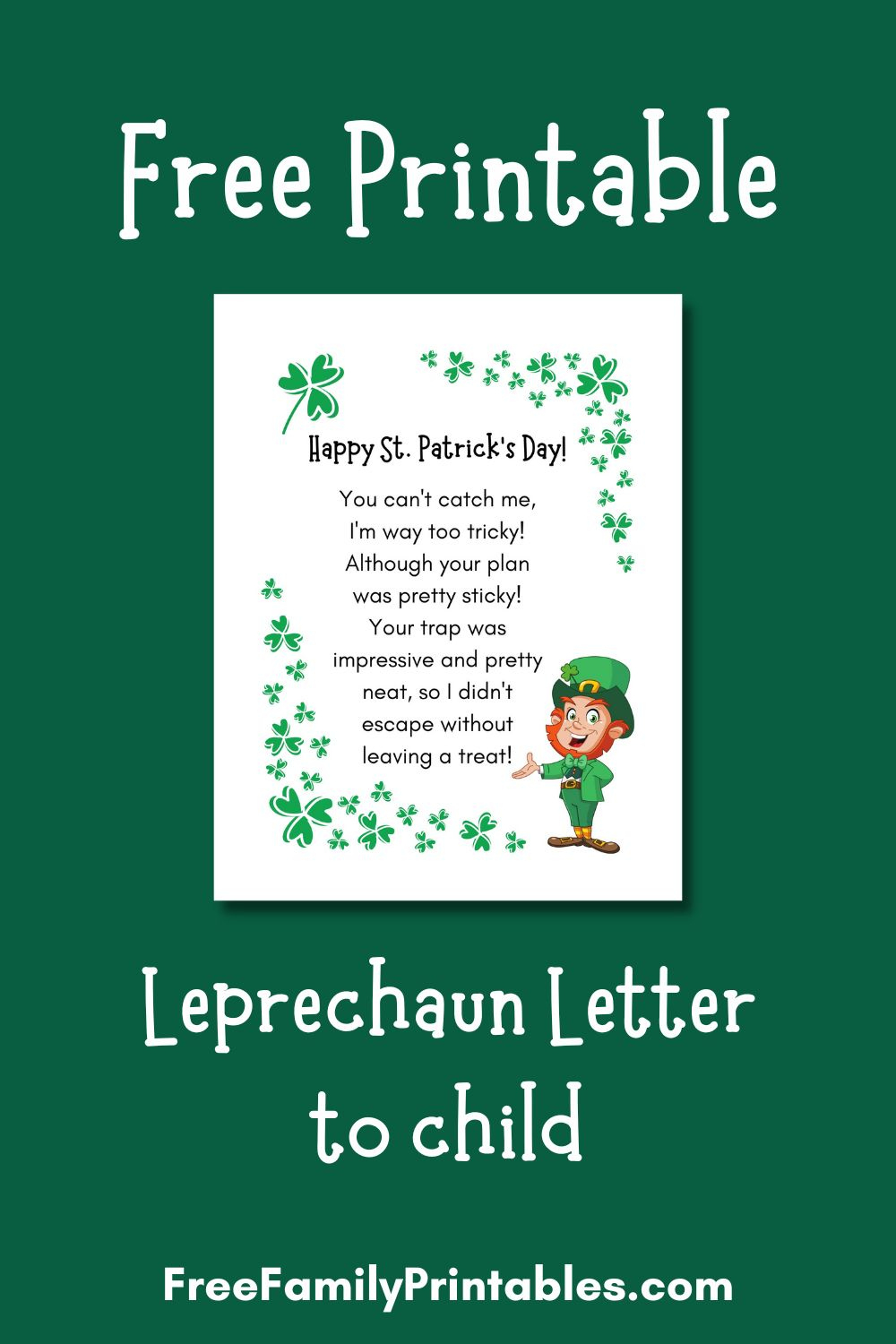 Free Printable Leprechaun Letter To Child - Making Frugal Fun intended for Leprechaun Notes For Kids Printable