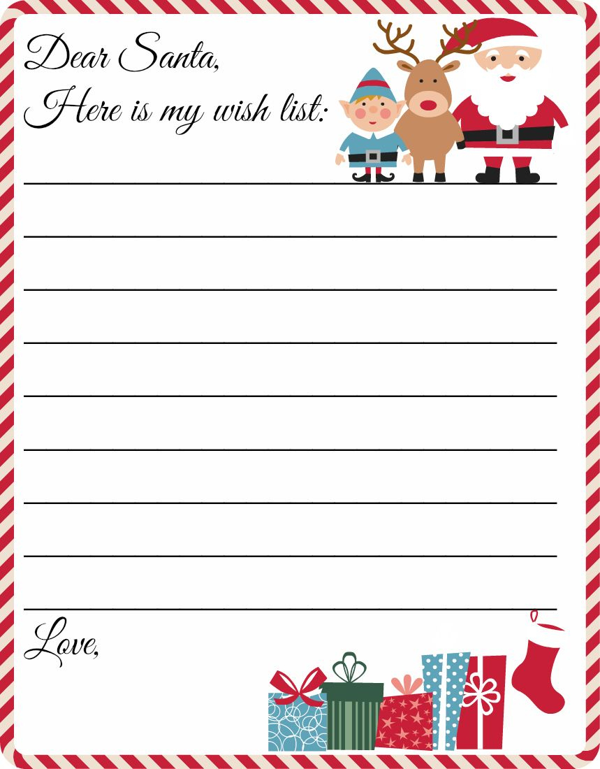 Free Printable Letter To Santa Template ~ Cute Christmas Wish List pertaining to Wish List For Santa Printable