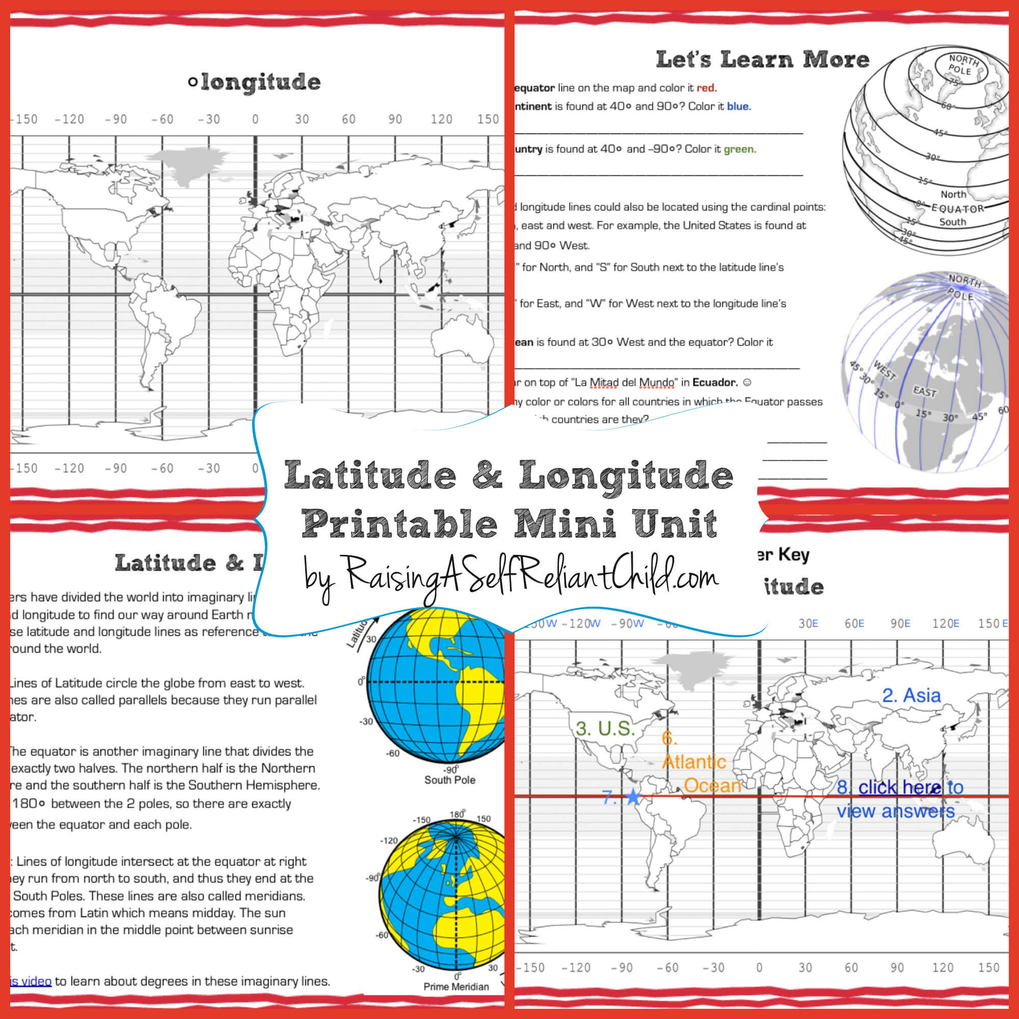 Free Printable Mini Unit Latitude And Longitude For Kids with regard to Free Printable Worksheets on Latitude and Longitude